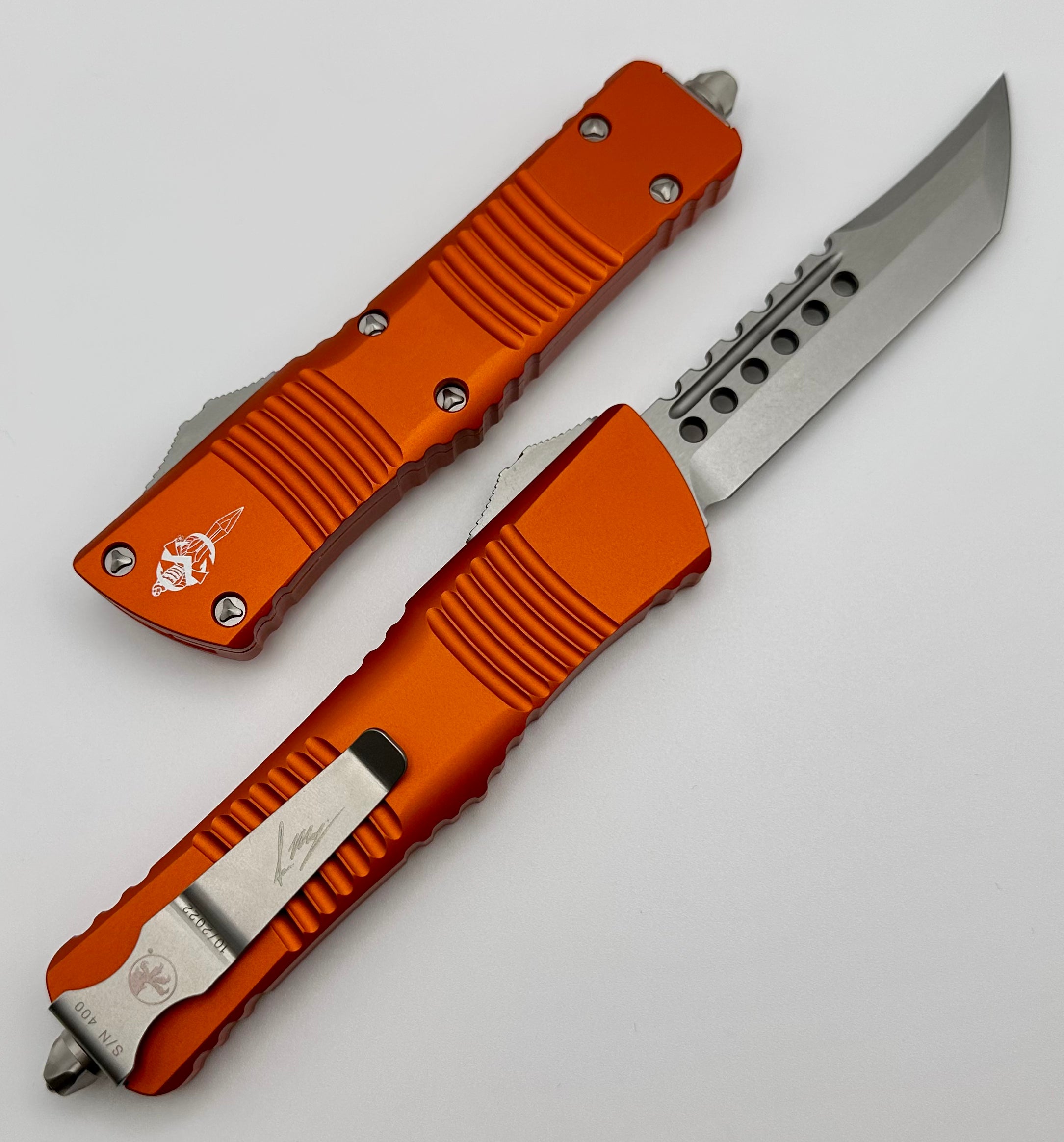 Microtech Combat Troodon Hellhound Stonewash Standard & Orange Signature Series 219-10ORS One Per Household