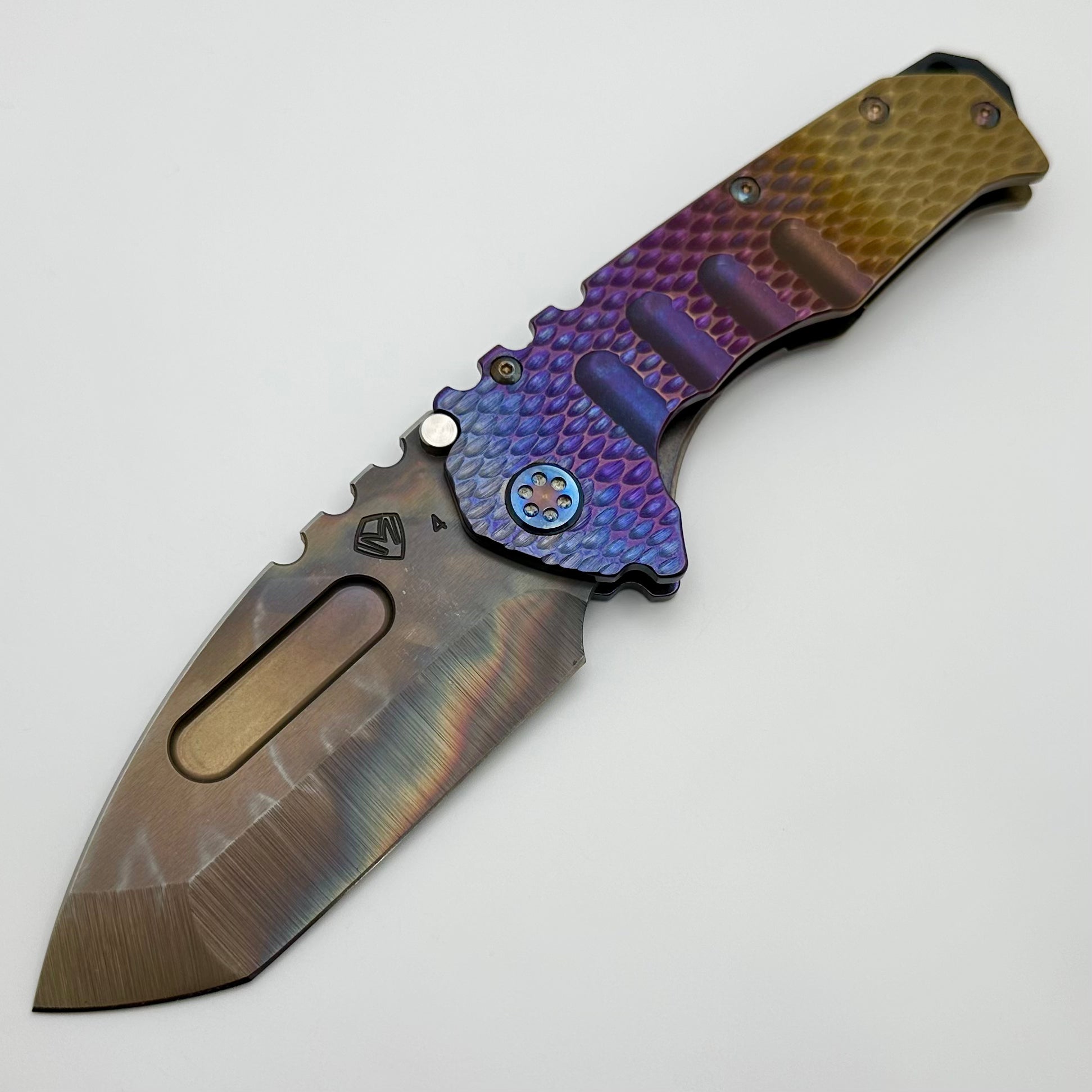 Medford Knife Praetorian T Vulcan S45 Tanto & Bronze-Violet DragonSkin Handles w/ Flamed Hardware