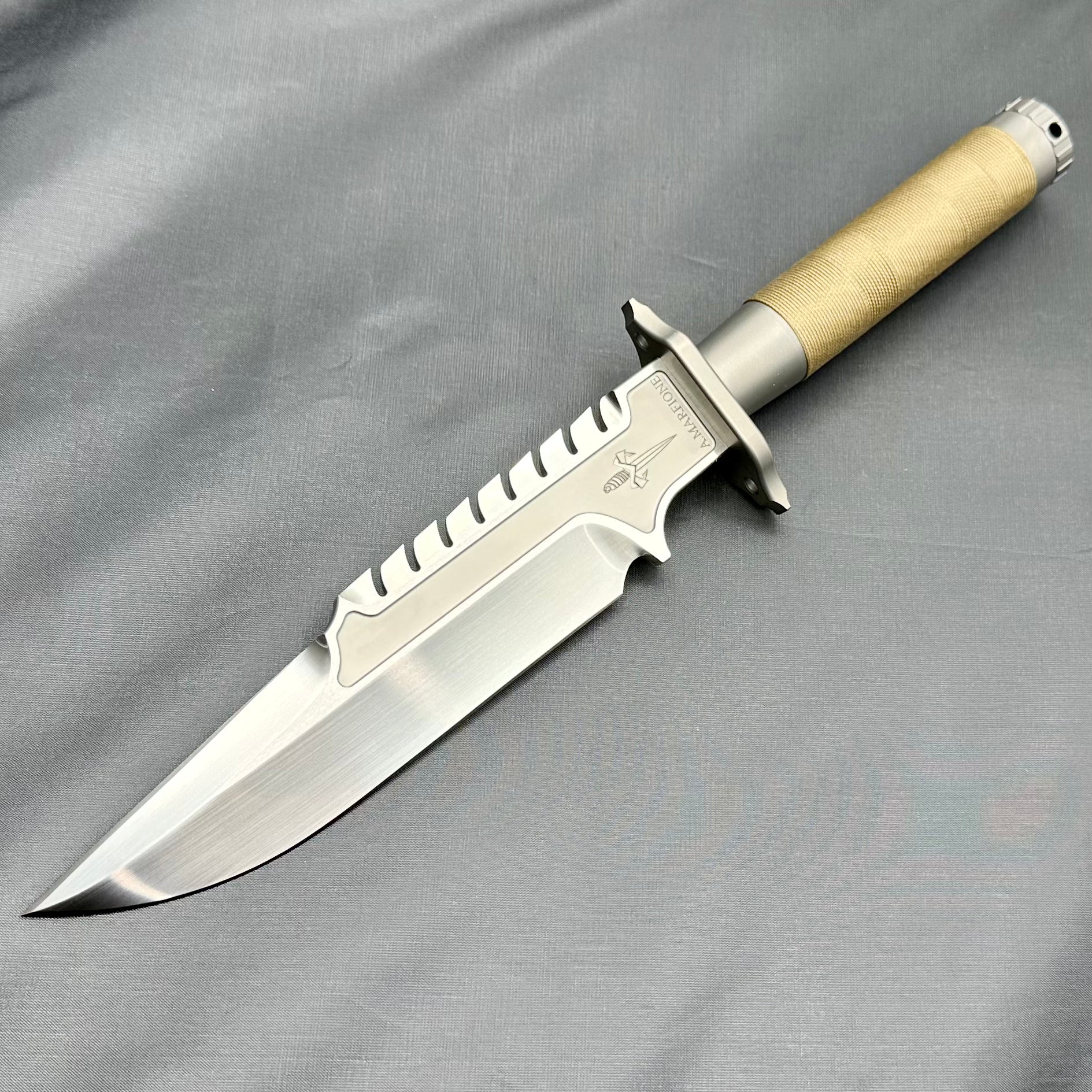 Marfione Custom Knives Interceptor Fixed Blade w/ Tan Wrap & Hand Satin M390