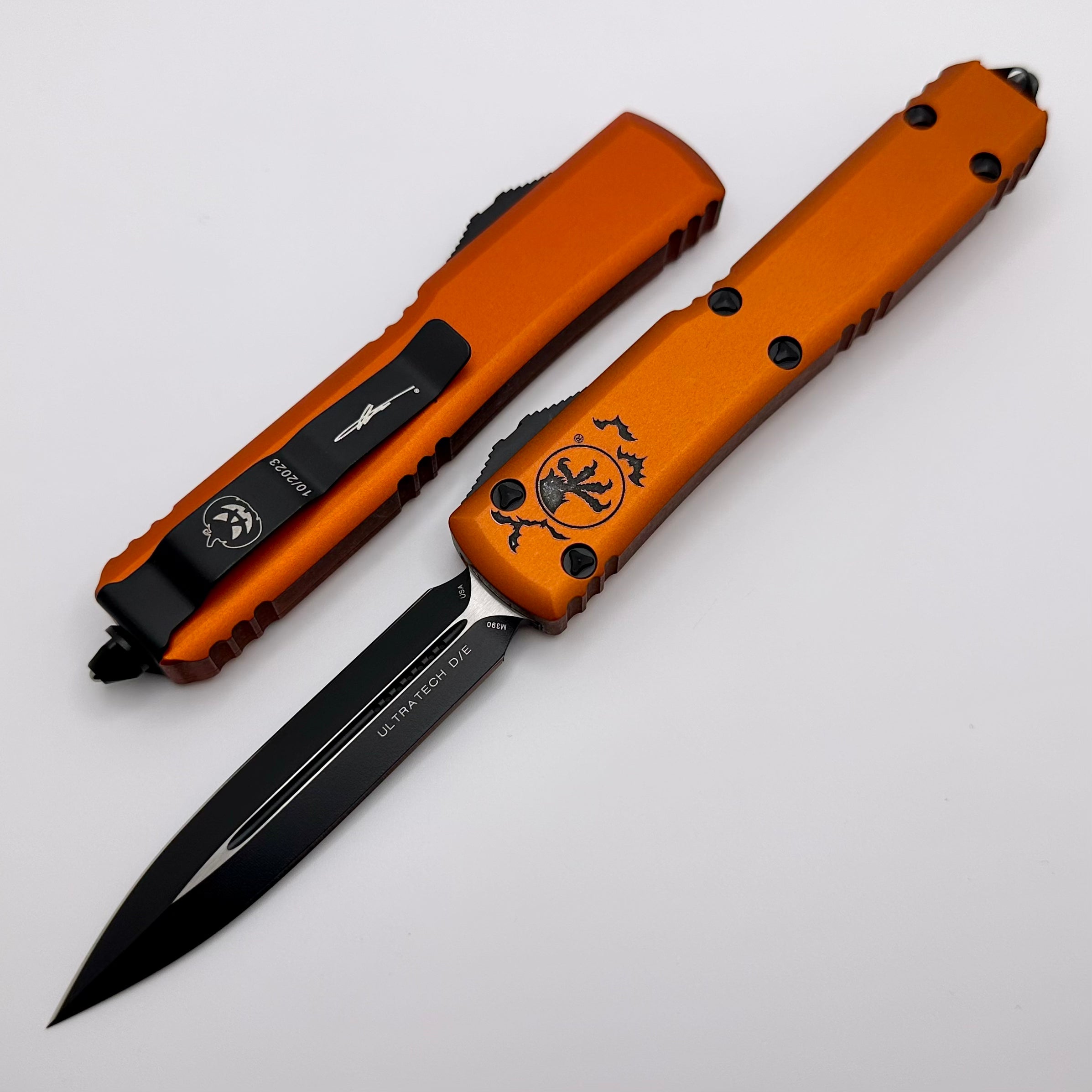 Microtech Ultratech Halloween Orange w/ Double Edge Signature Series 122-1HWS