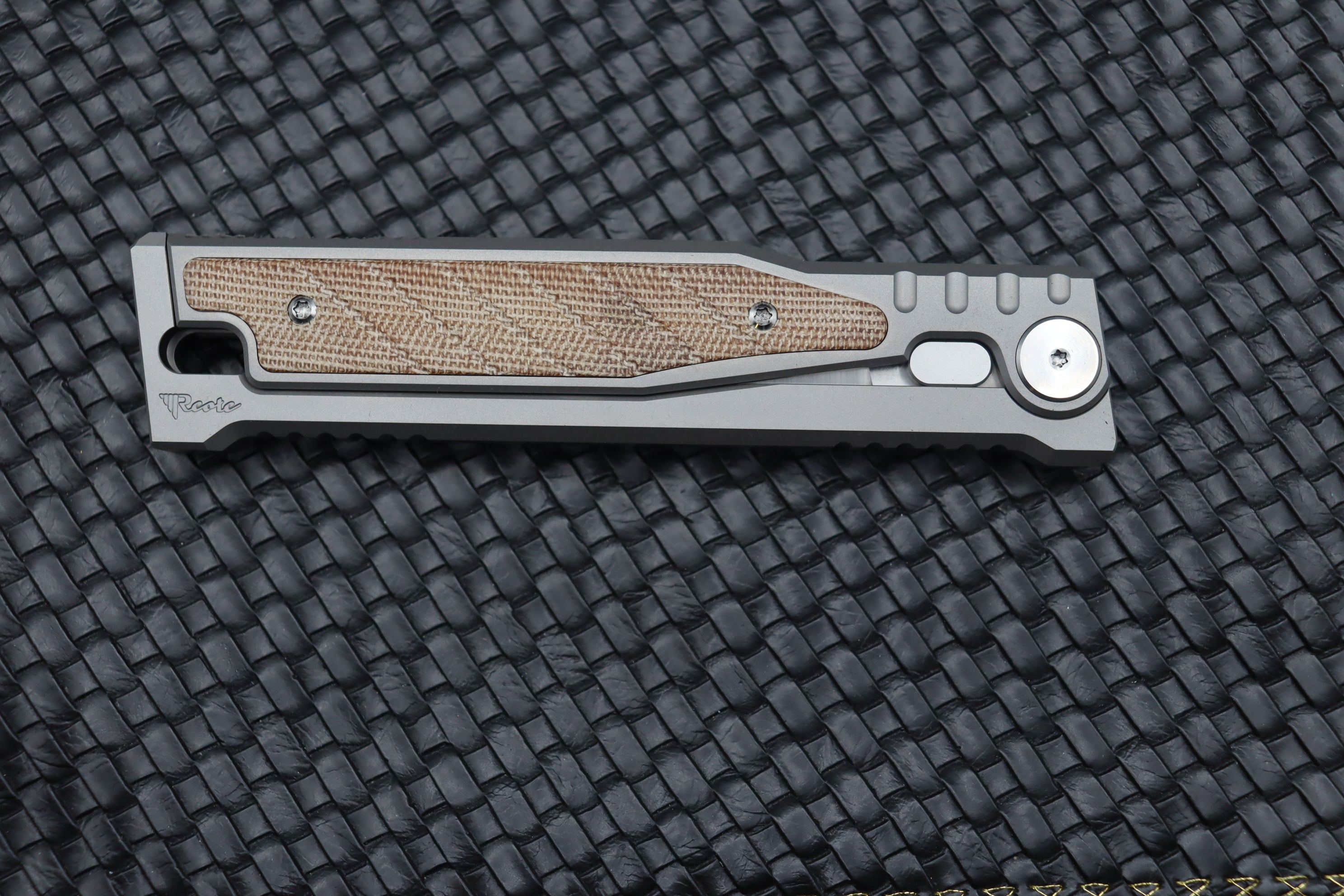 Reate EXO Exoskeleton Design Brown Micarta Drop Point