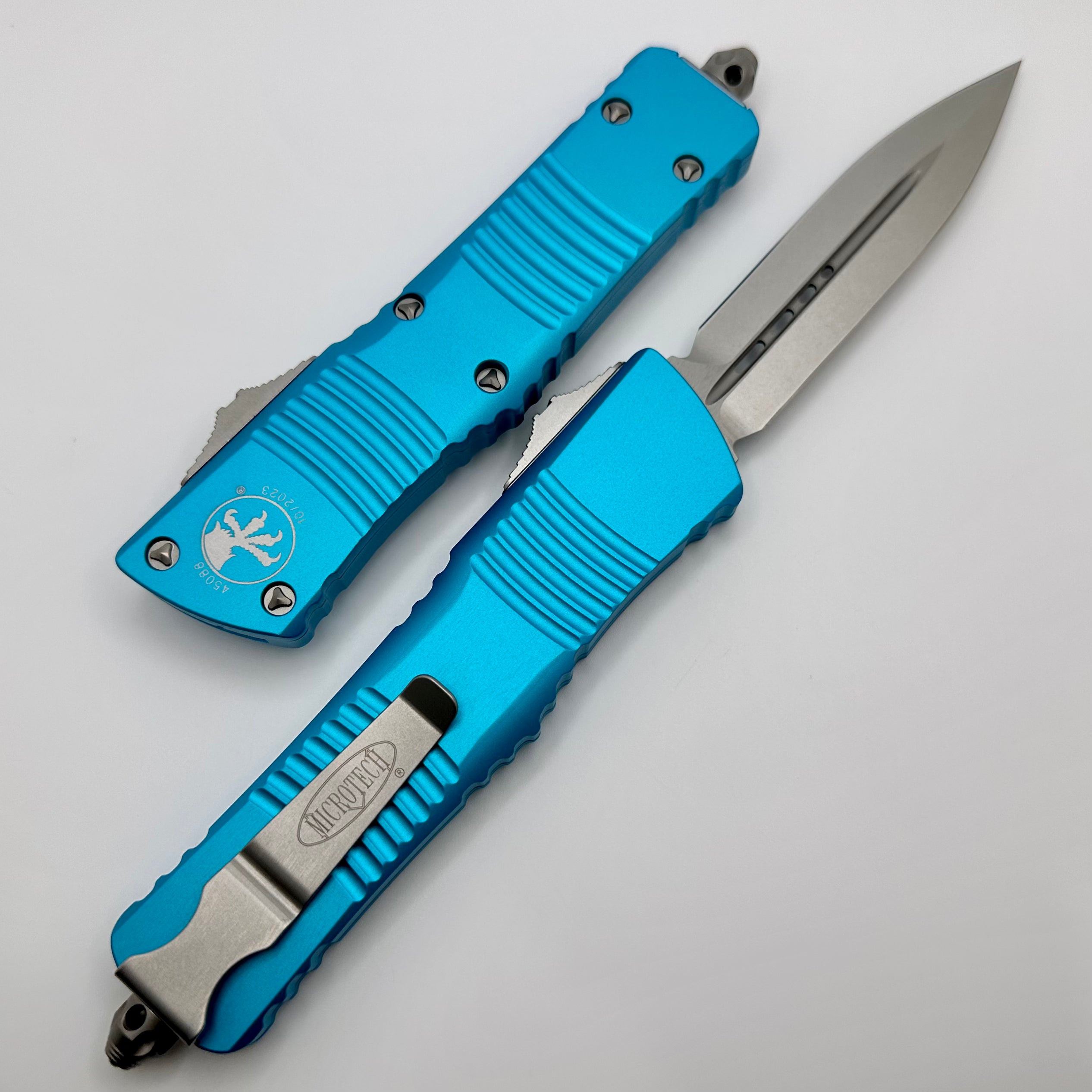 Microtech Combat Troodon Double Edge Stonewash Standard & Turquoise 142-10TQ