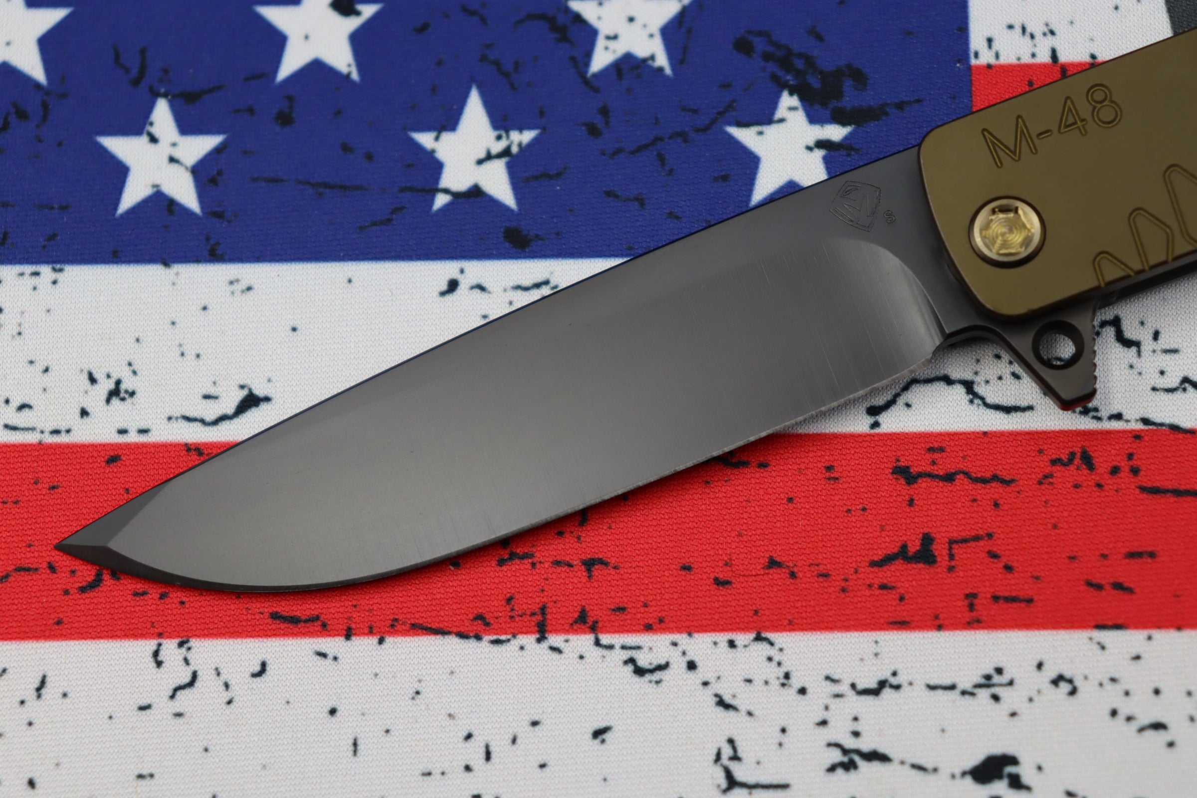 Medford M-48 Mustard Green Aluminum Handle w/ PVD Spring & Bronze Hardware w/ PVD Clip & PVD S35VN