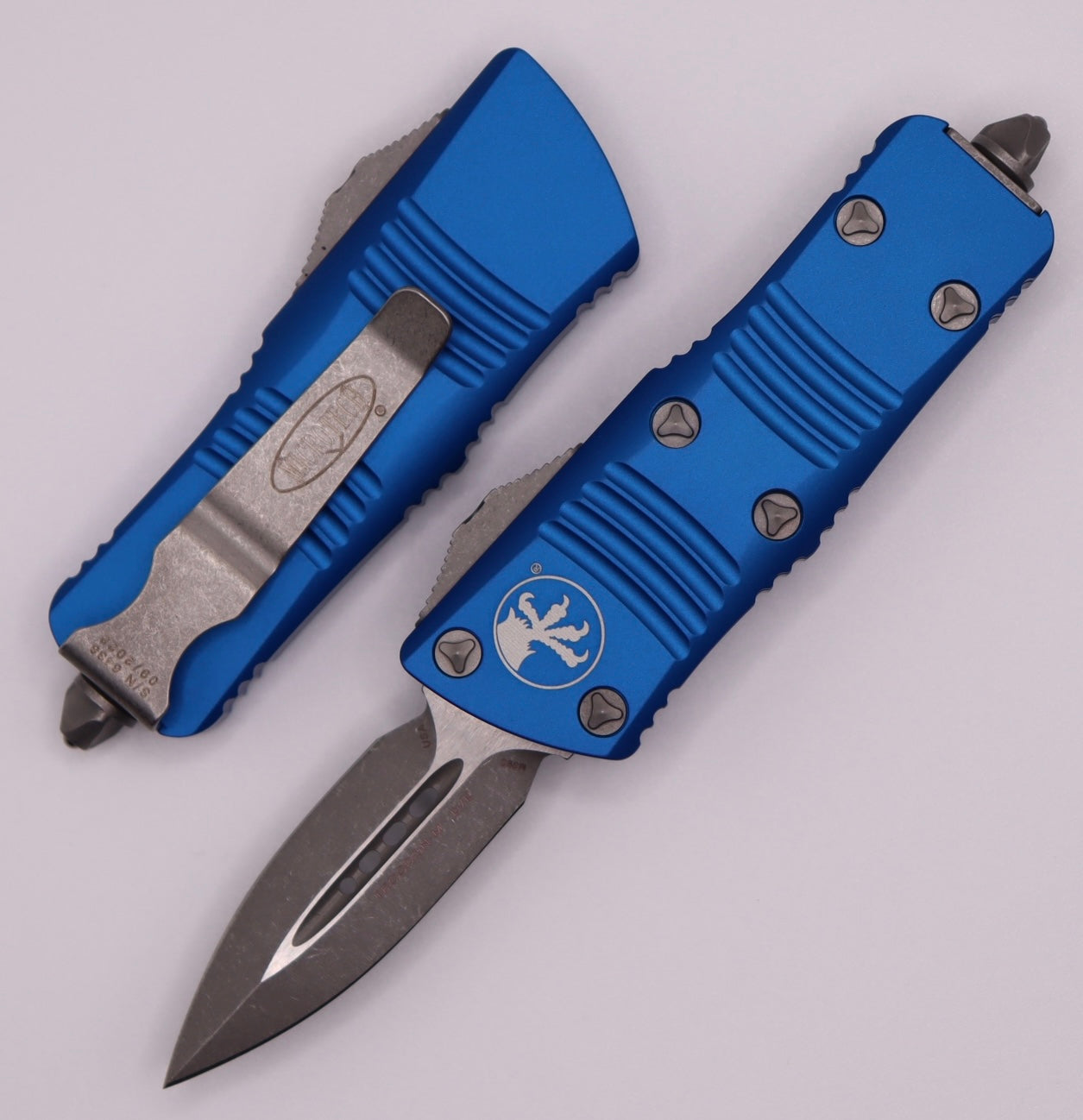 Microtech Troodon Mini Double Edge Apocalyptic Standard & Blue 238-10APBL