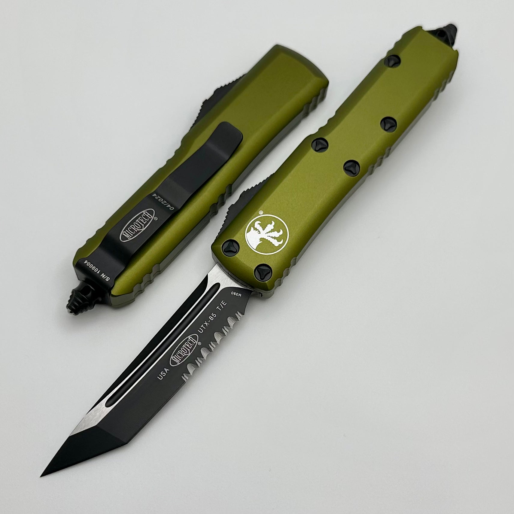 Microtech UTX-85 T/E Tanto Black Partial Serrated & OD Green 233-2OD