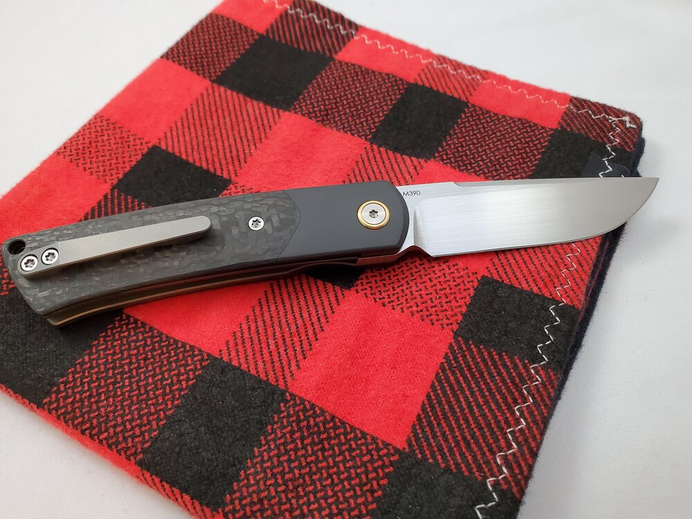 Reate Knives Tribute Hand Satin M390 Zirconium Carbon Fiber