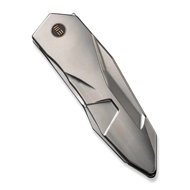 We Knife Solid Flipper Polished Bead Blasted Integral Titanium Handle & 20CV WE22028-2