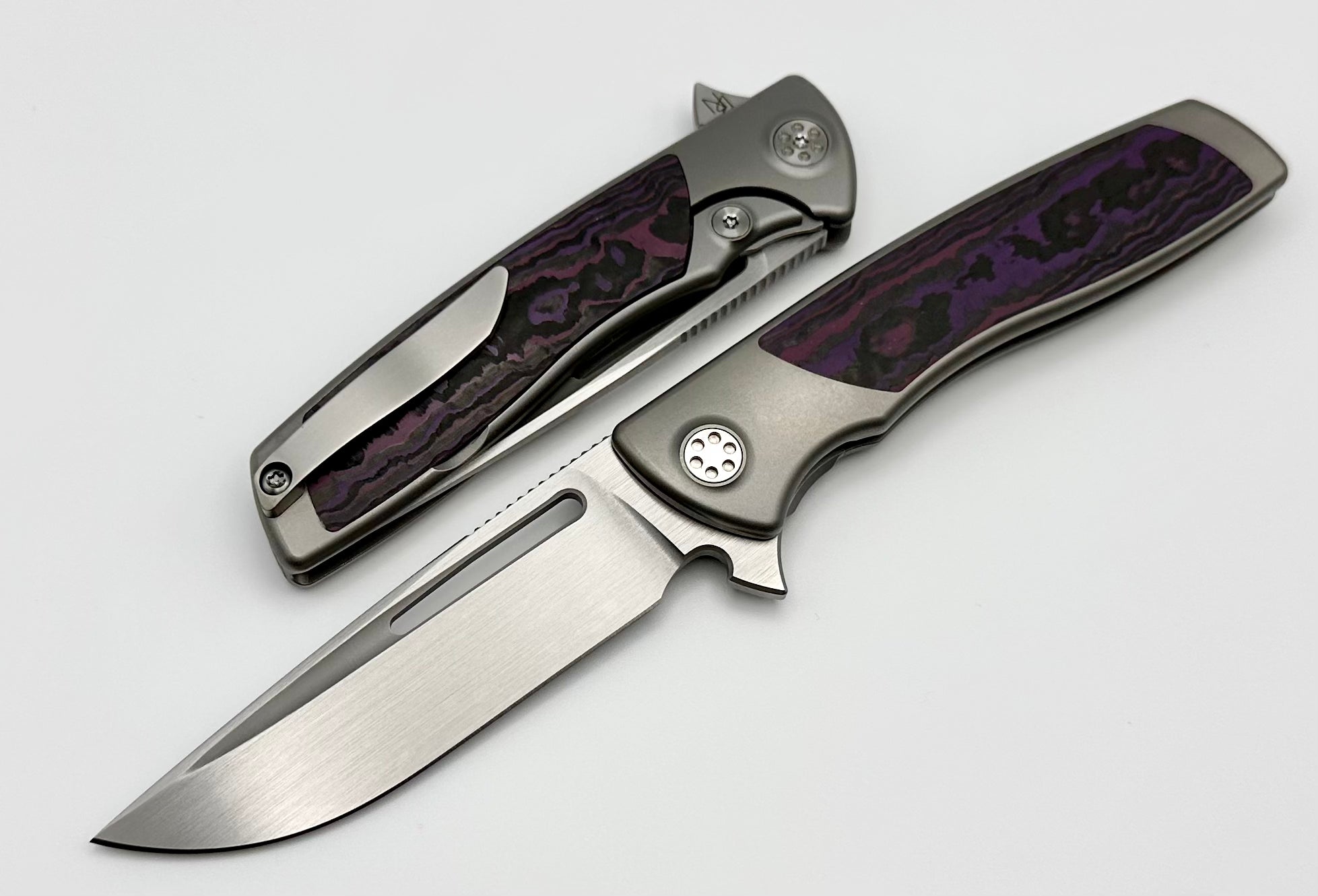 SharpByDesign Mini Evo Purple Haze Fat Carbon & Drop Point M390