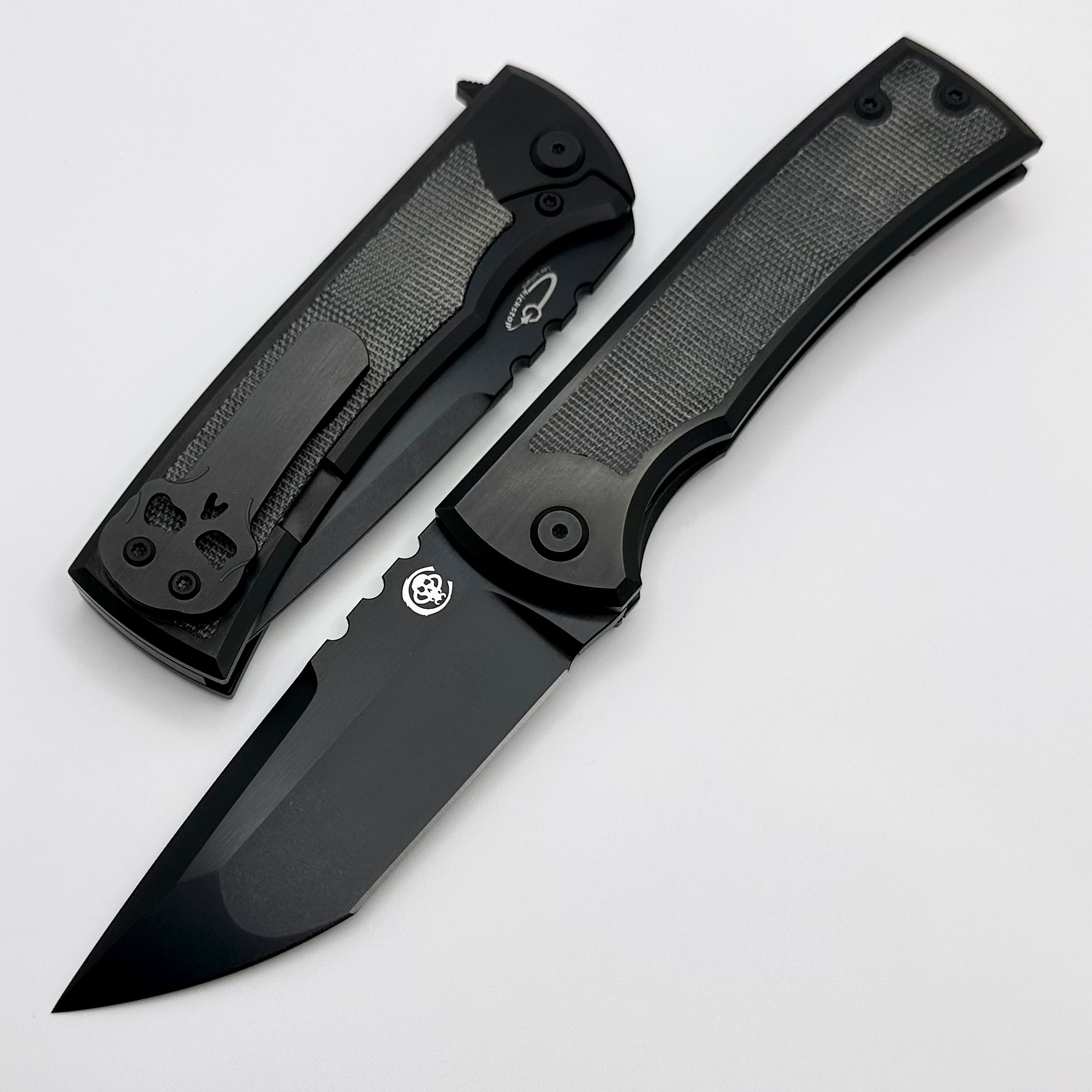 Chaves Knives Redencion 229 Kickstop PVD & Black Micarta Inlays w/ M390 PVD Two Tone Tanto