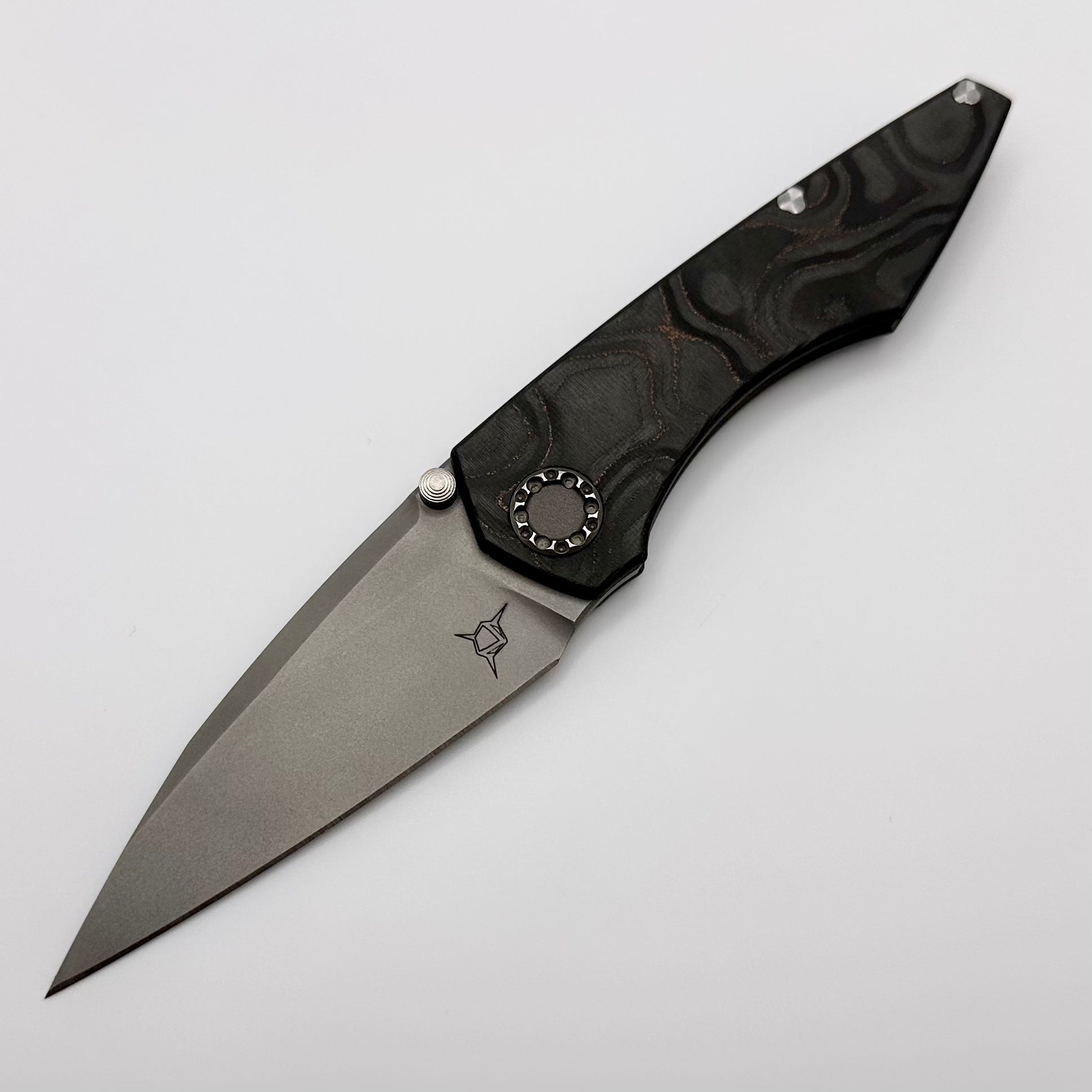 Sharknivco Mini Goblin M6 Mokume Camo Carbon & RWL34