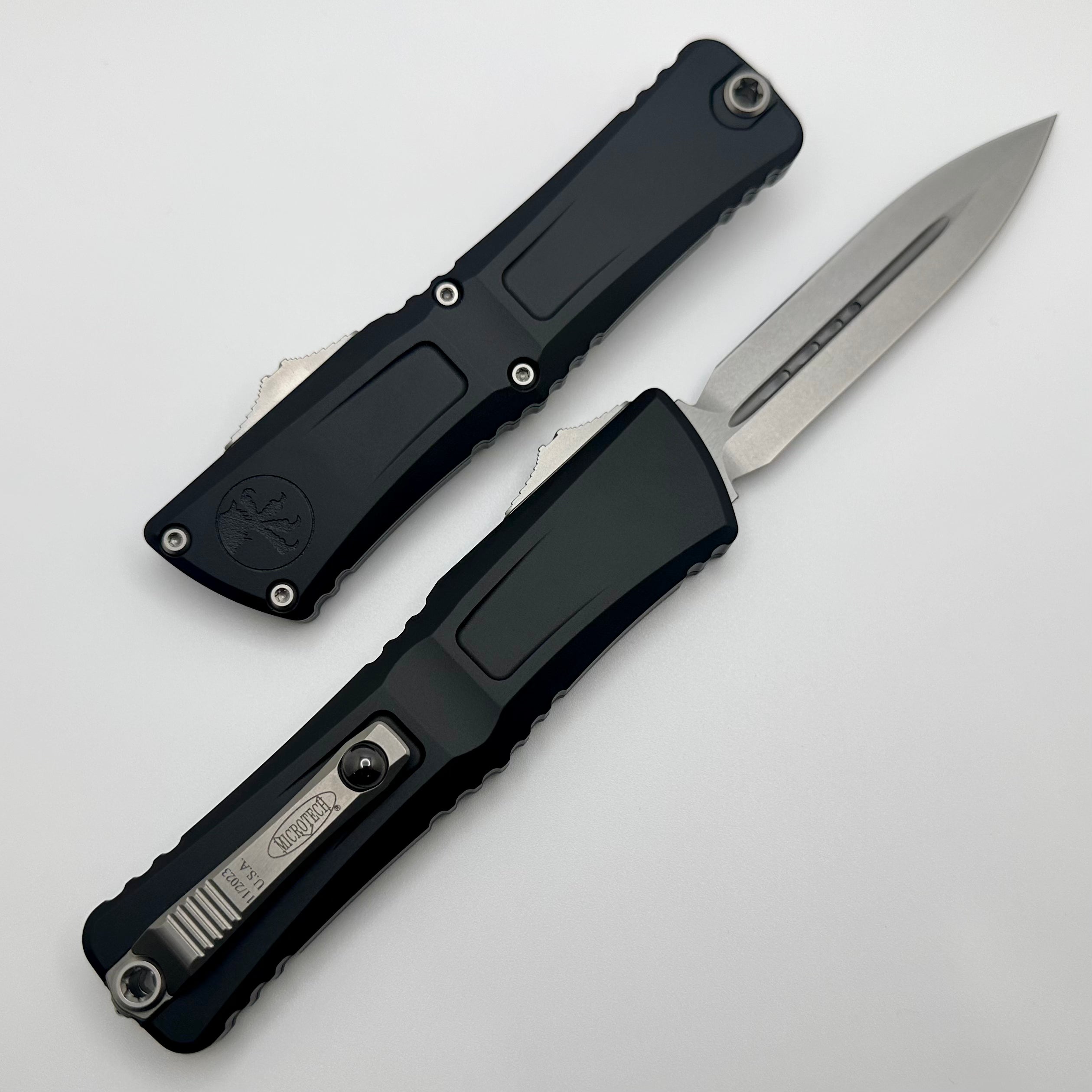 Microtech Knives Combat Troodon Gen III Stonewash Double Edge w/ Black Handle 1142-10