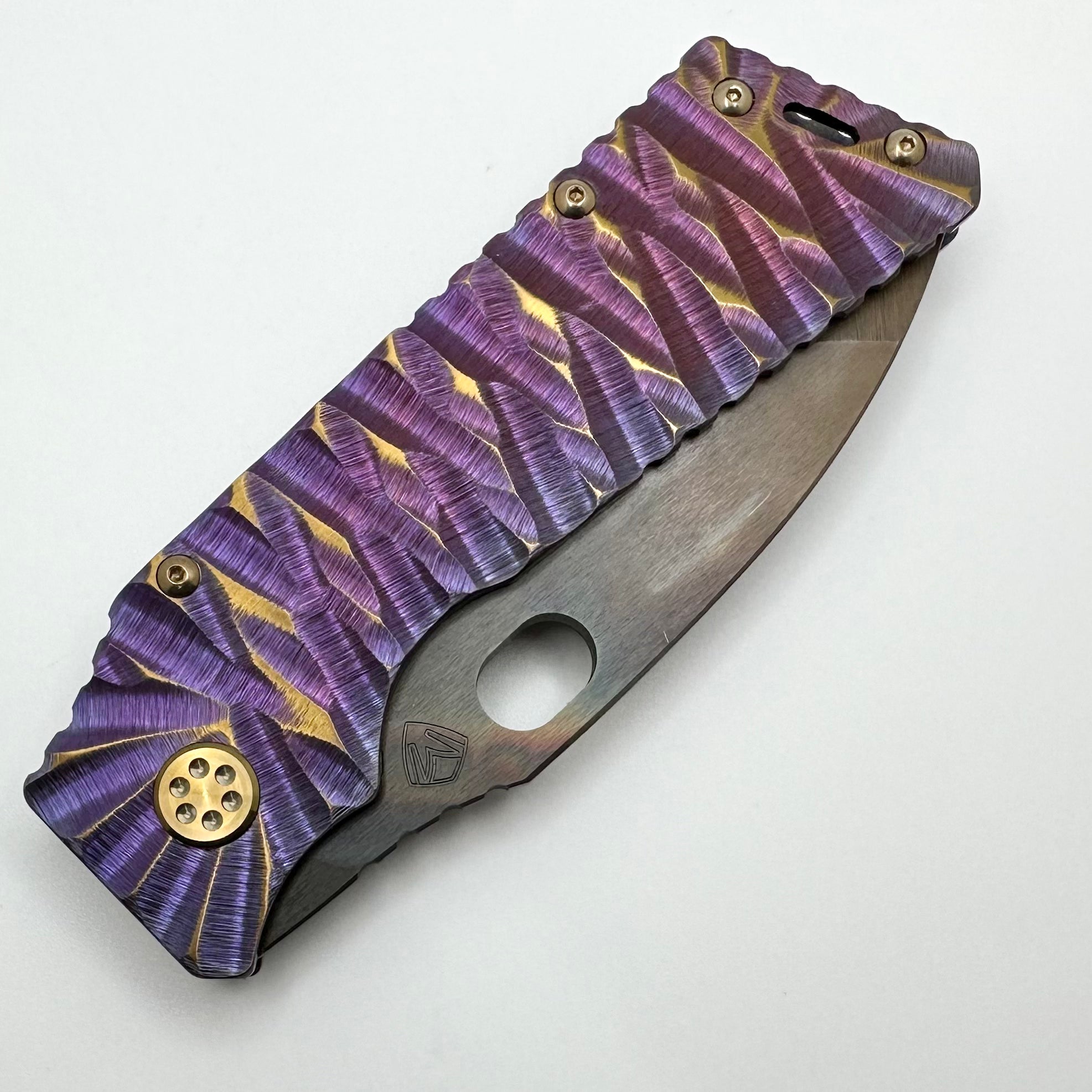 Medford TFF-1 S45VN Vulcan & Violet/Bronze Predator Sculpted Handles w/ Bronze Hardware/Clip