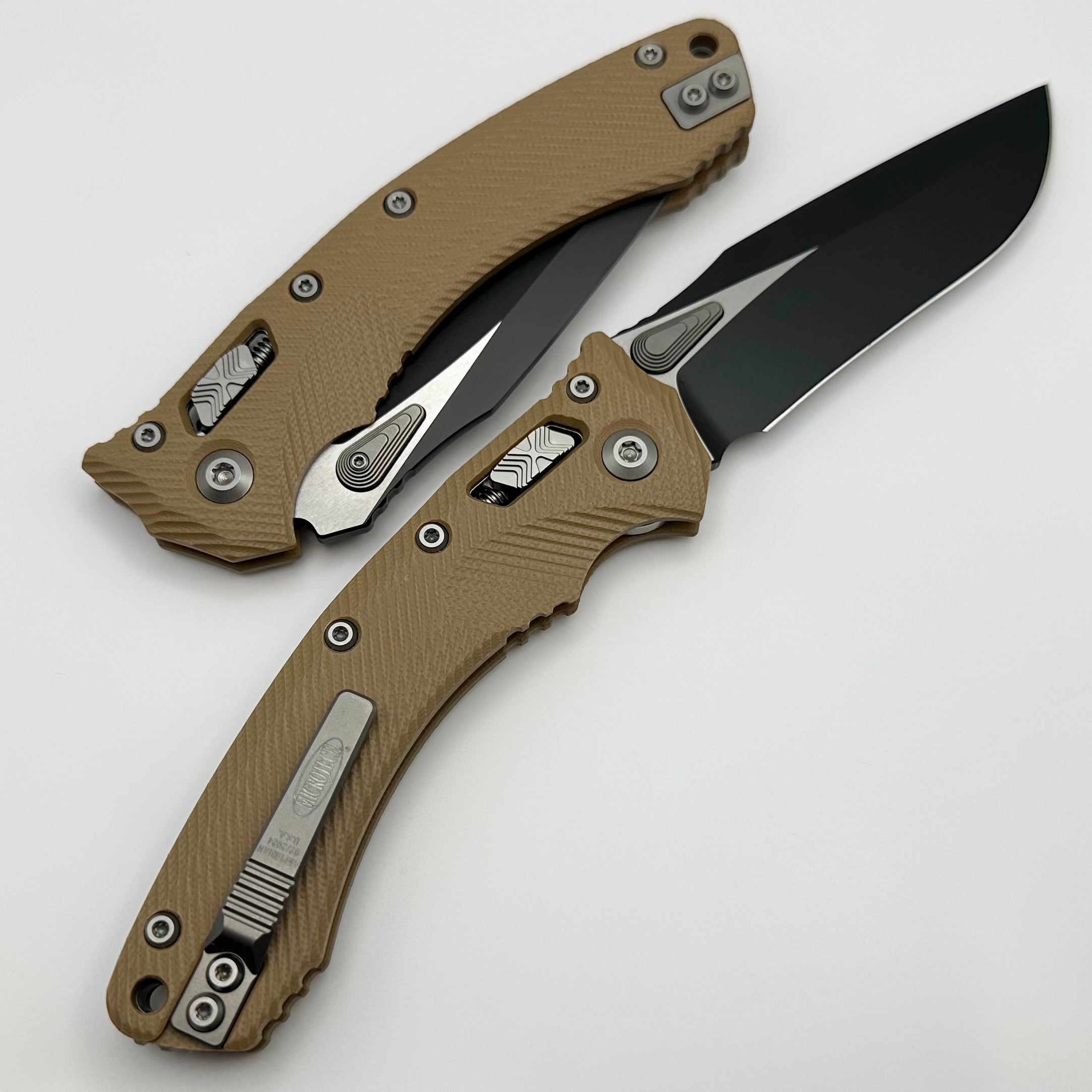 Microtech Amphibian RAM LOK Tan Fluted G-10 & Black M390MK 137RL-1FLGTTA