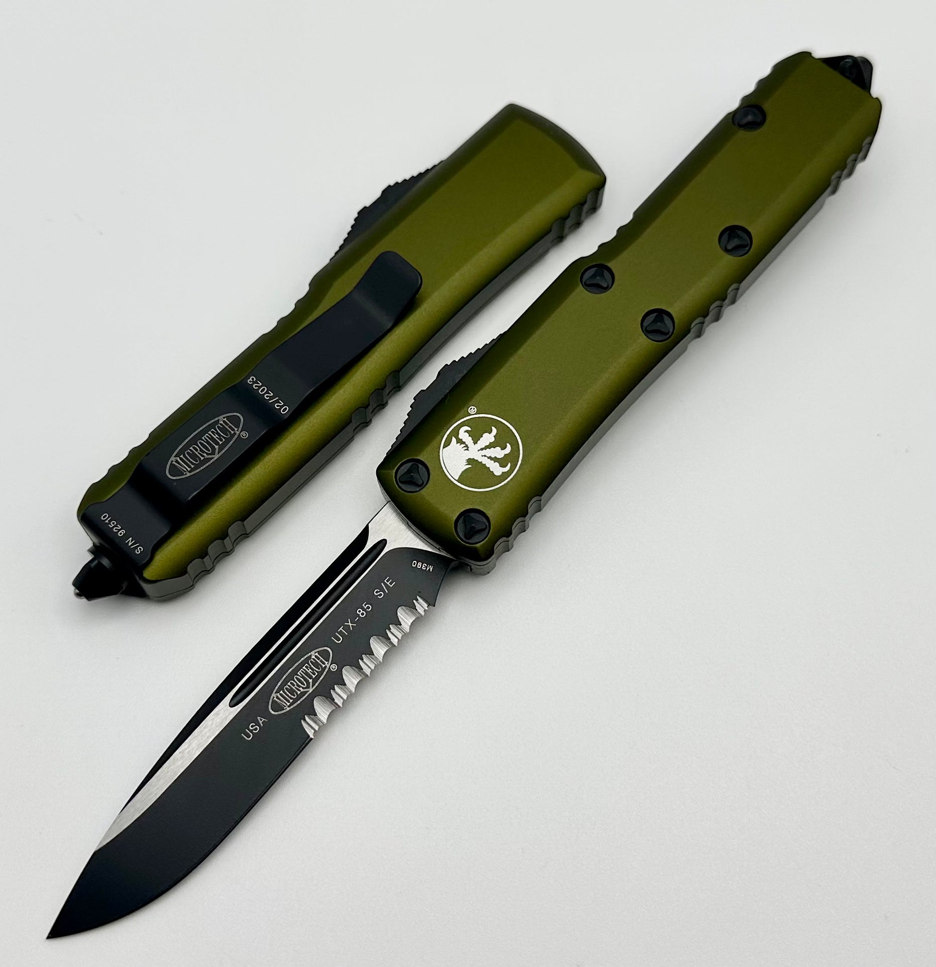 Microtech UTX-85 Single Edge Partial Serrated Black Standard & OD Green 231-2OD