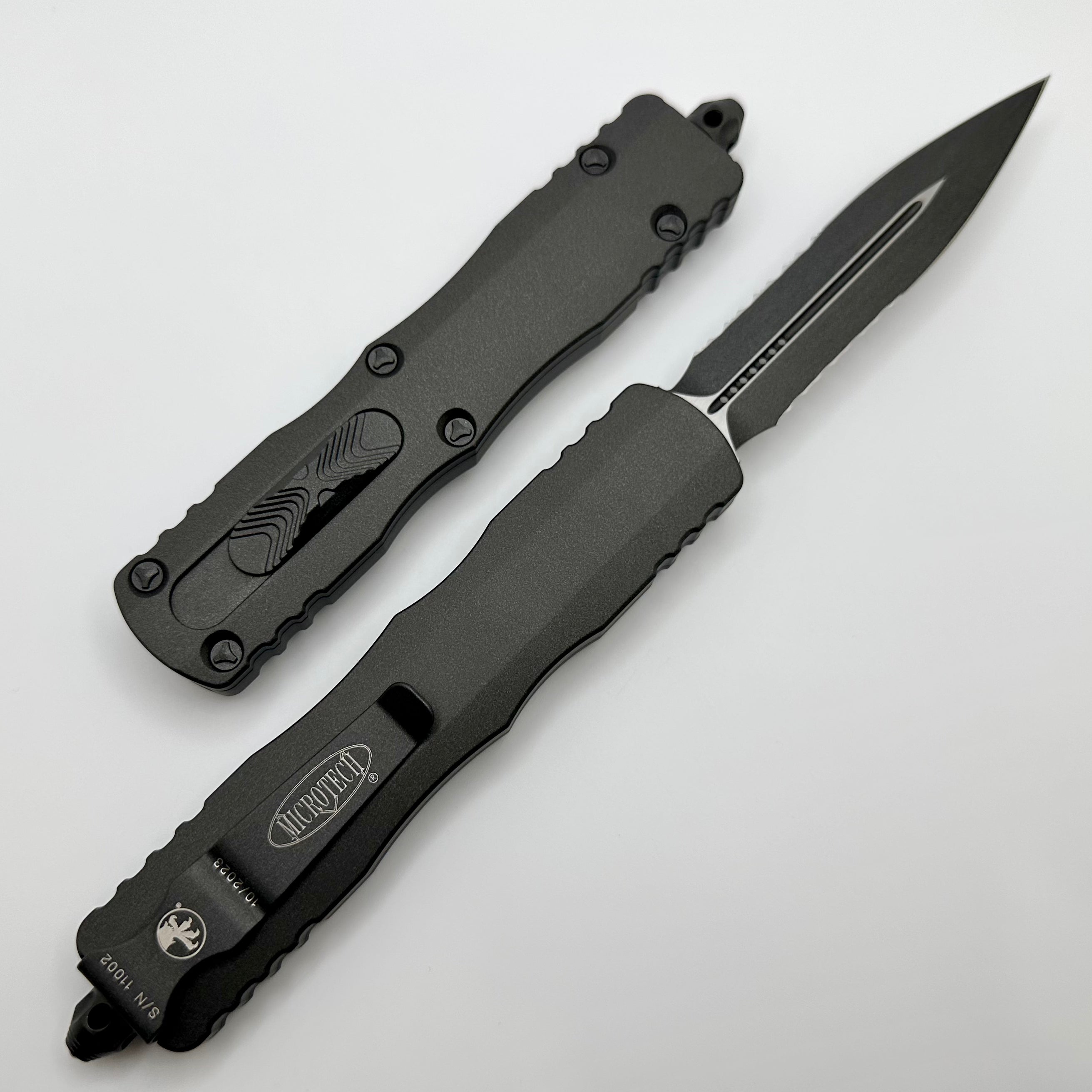 Microtech Dirac Delta Double Edge Partial Serrated Cerakote DARK TUNGSTEN Standard 227-2CDT