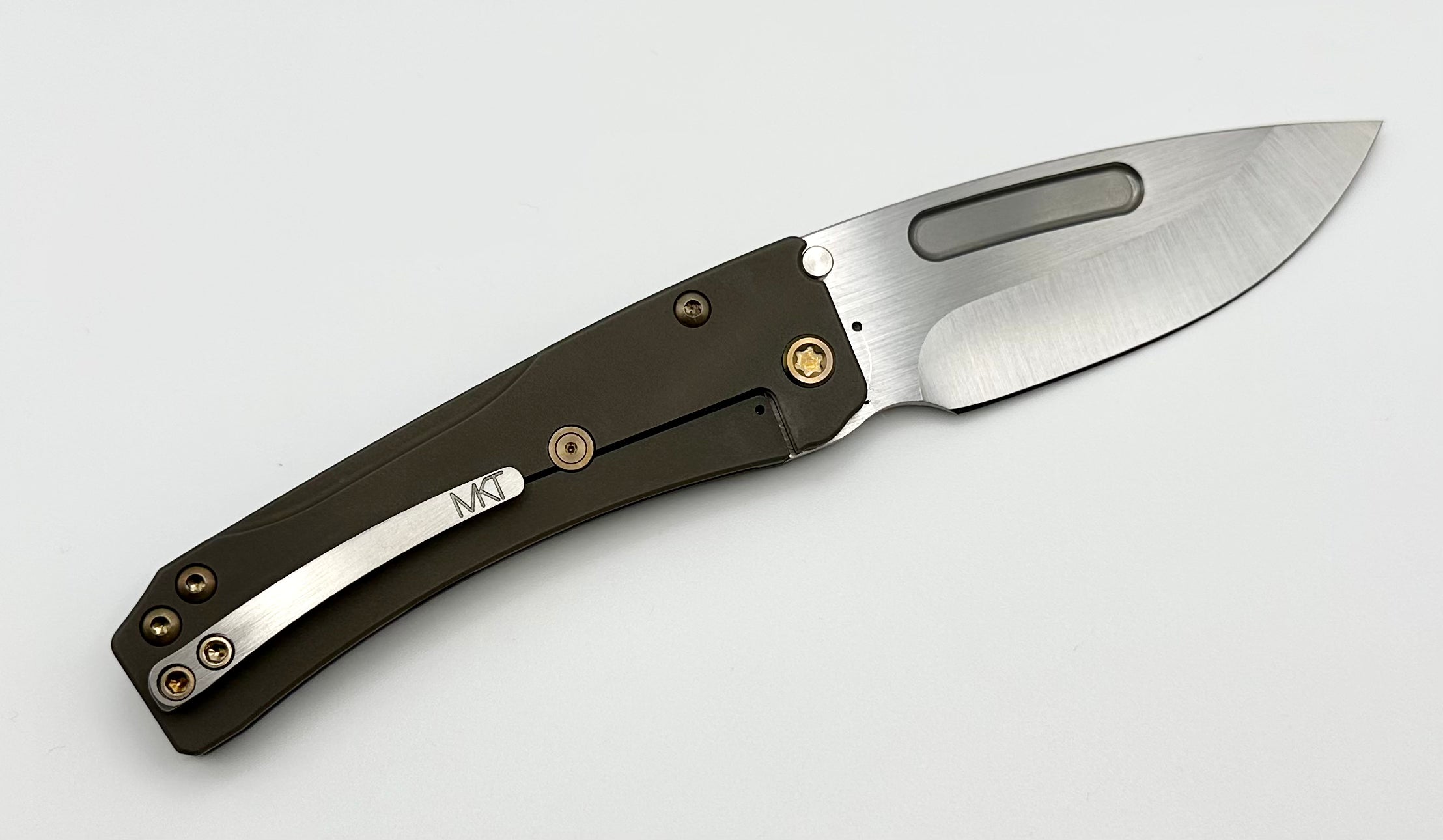 Medford Knife Slim Midi S45 Satin Drop Point w/ Bead Blast Bronze Handles & Bronze Hardware/Brushed Clip