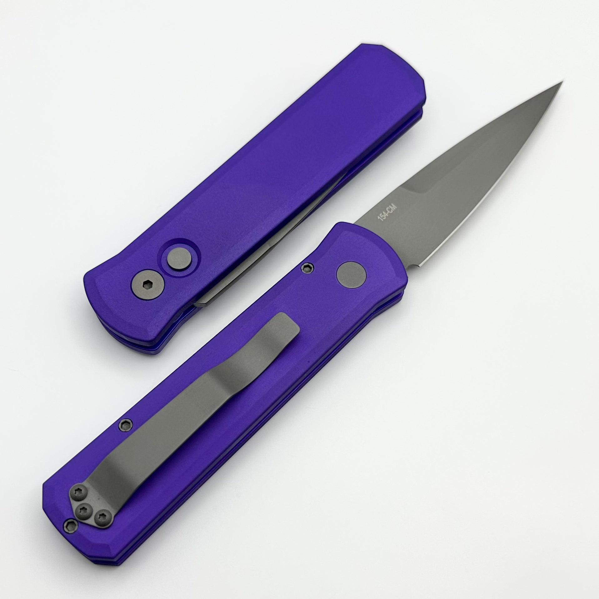 Pro-Tech Godson Purple Aluminum Handles & Bead Blast 154-CM Blade 720-PURP