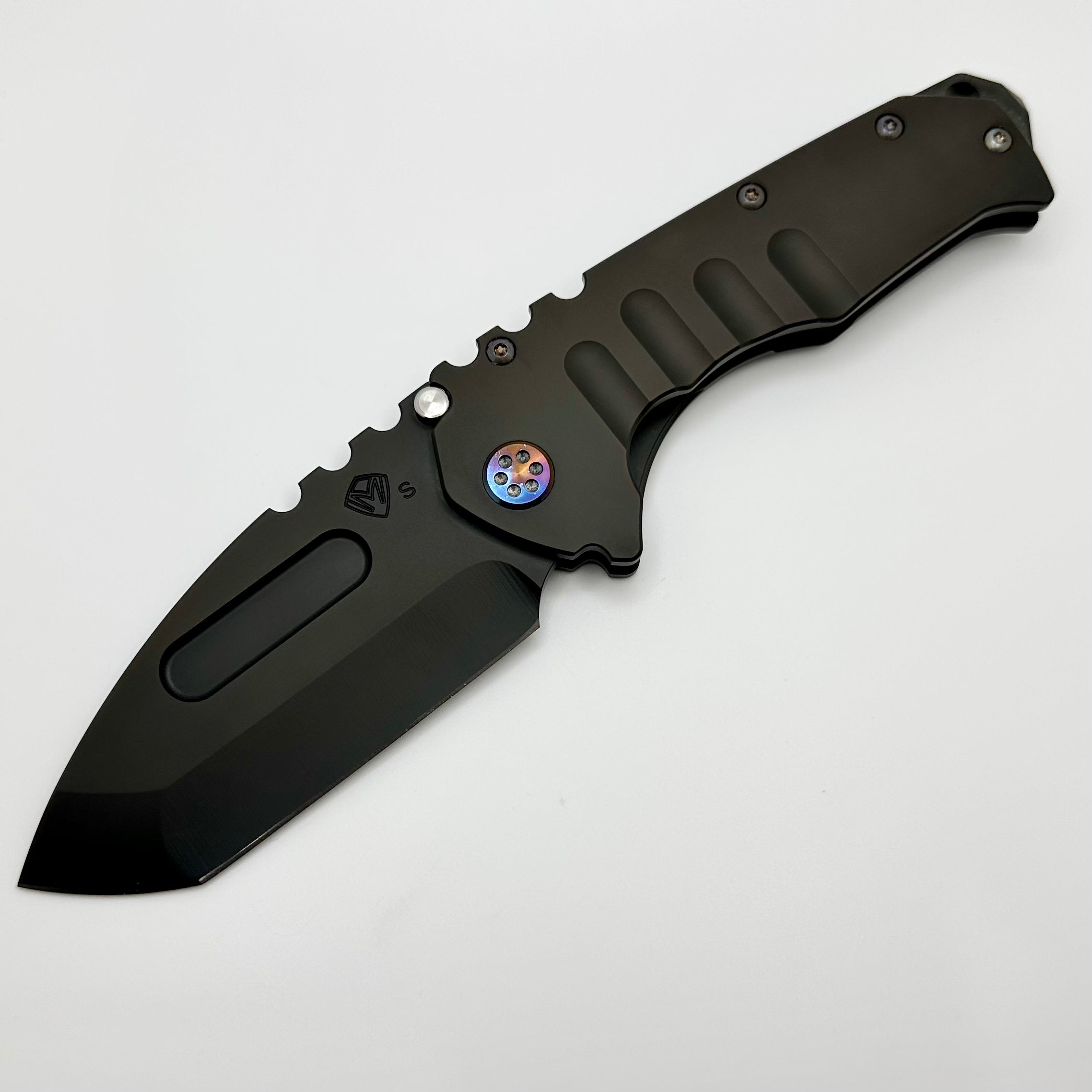 Medford Knife Praetorian T PVD S35 Tanto & PVD Handles w/ Flamed Hardware/Clip