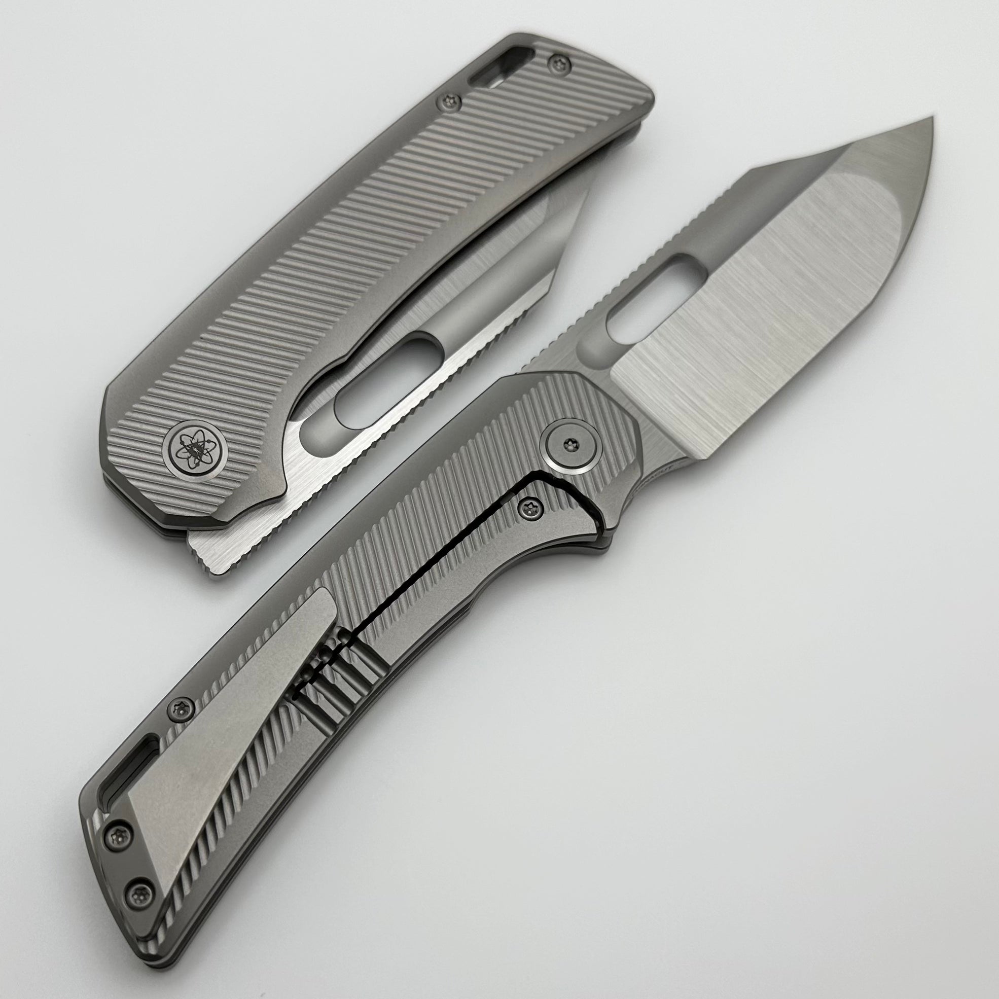 EMP EDC Relative Bowie Milled Bead Blast Titanium Handles & Belt Satin MagnaCut