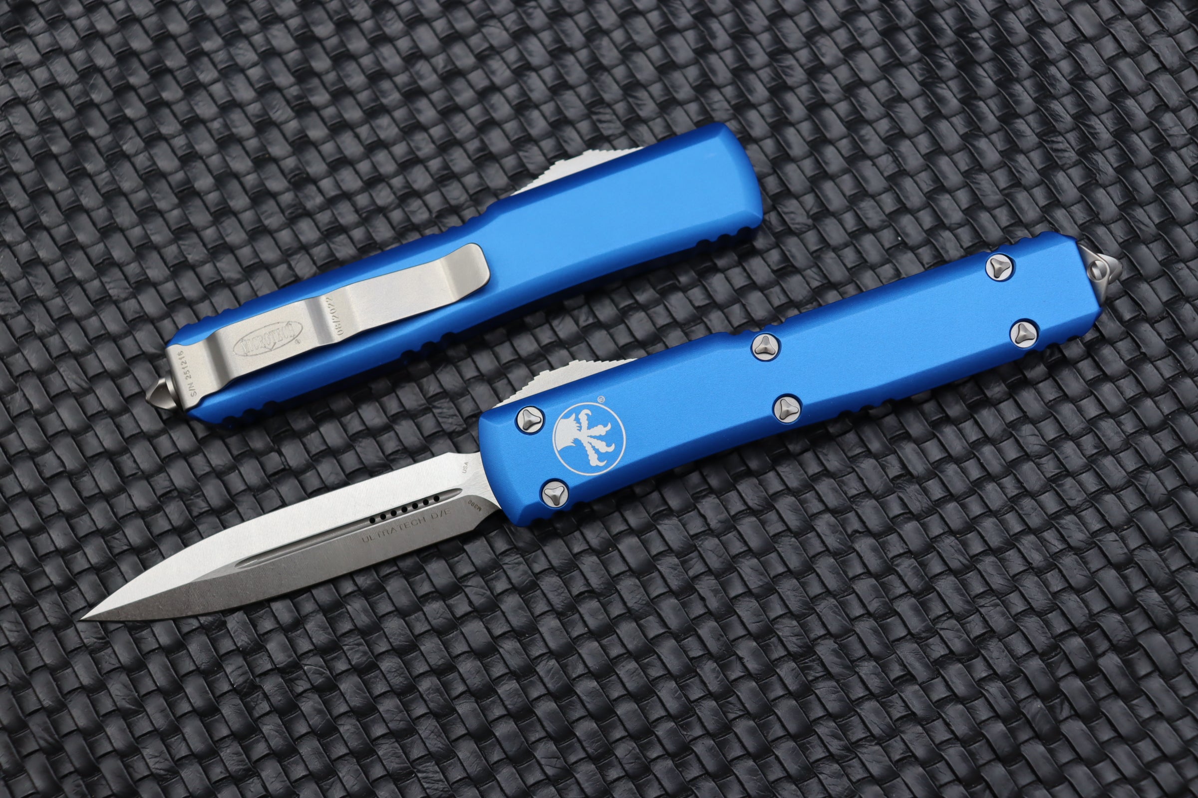 Microtech Ultratech Double Edge Stonewash & Blue 122-10BL