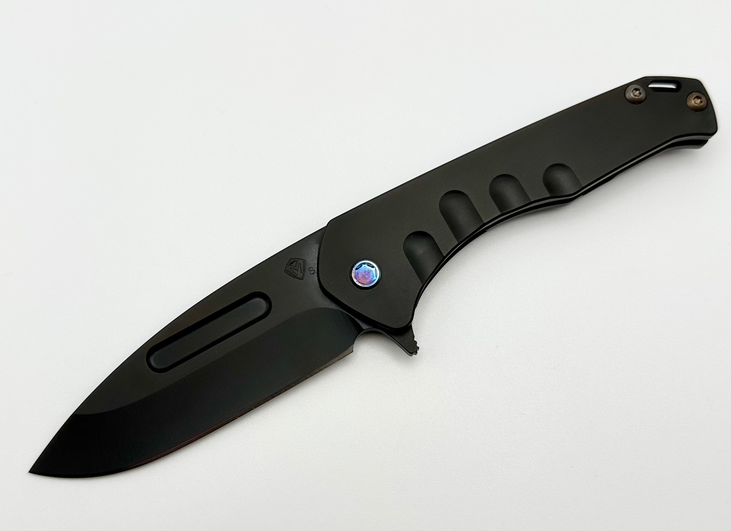 Medford Praetorian Slim Flipper S45VN PVD Drop Point & PVD Handles w/ Flamed Hardware/Clip