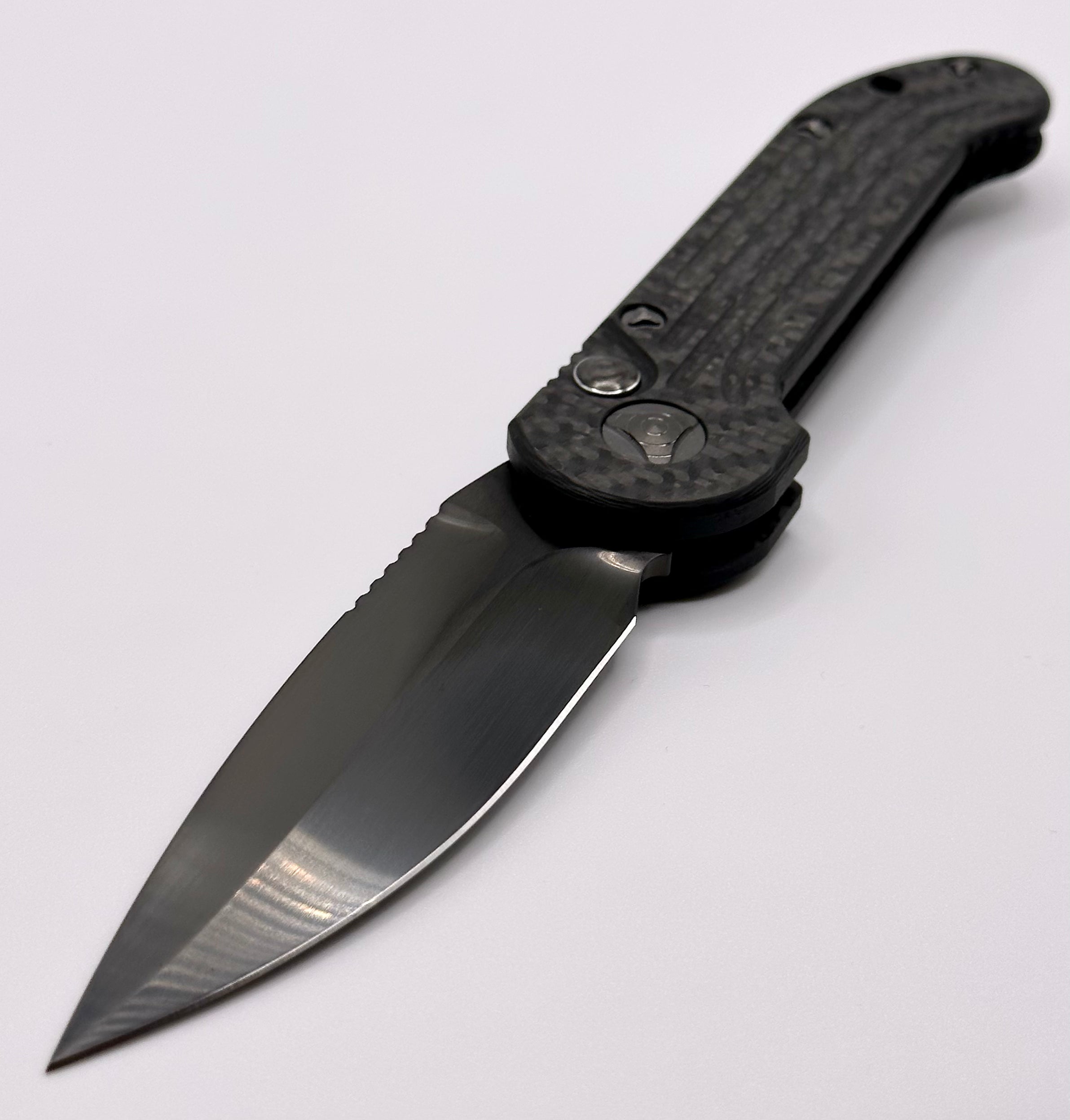 Marfione Custom Knives LUDT DLC Hand Satin w/ Carbon Fiber & DLC Ringed Hardware