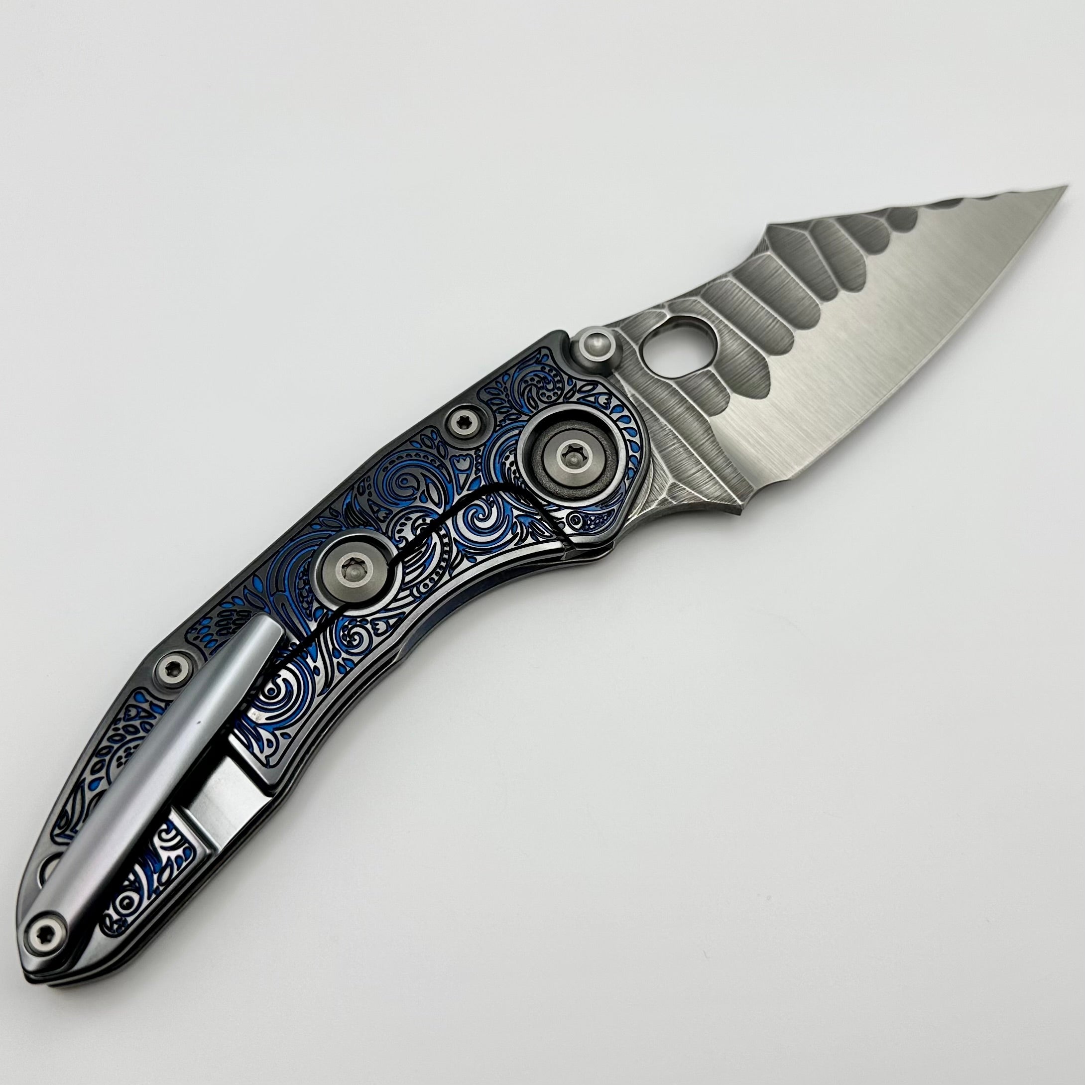 Borka Blades Ti2 Design Custom Black Hula/Blue Natas Stitch w/ Rocked M390 Pre Owned