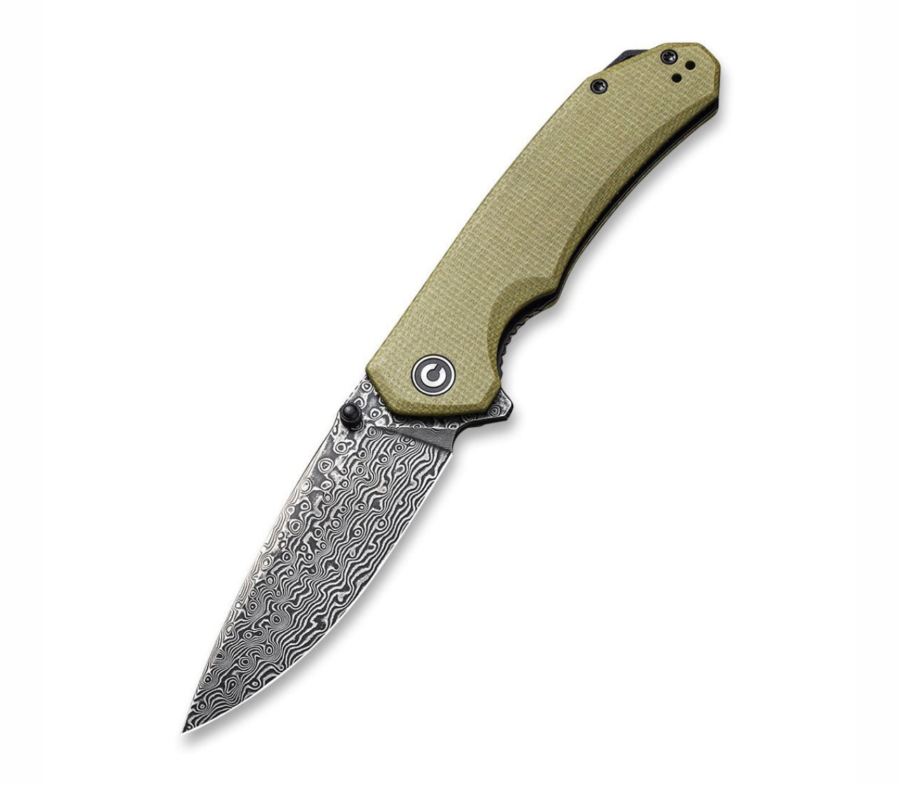 Civivi Brazen Flipper Olive Micarta Damascus C2102DS-2