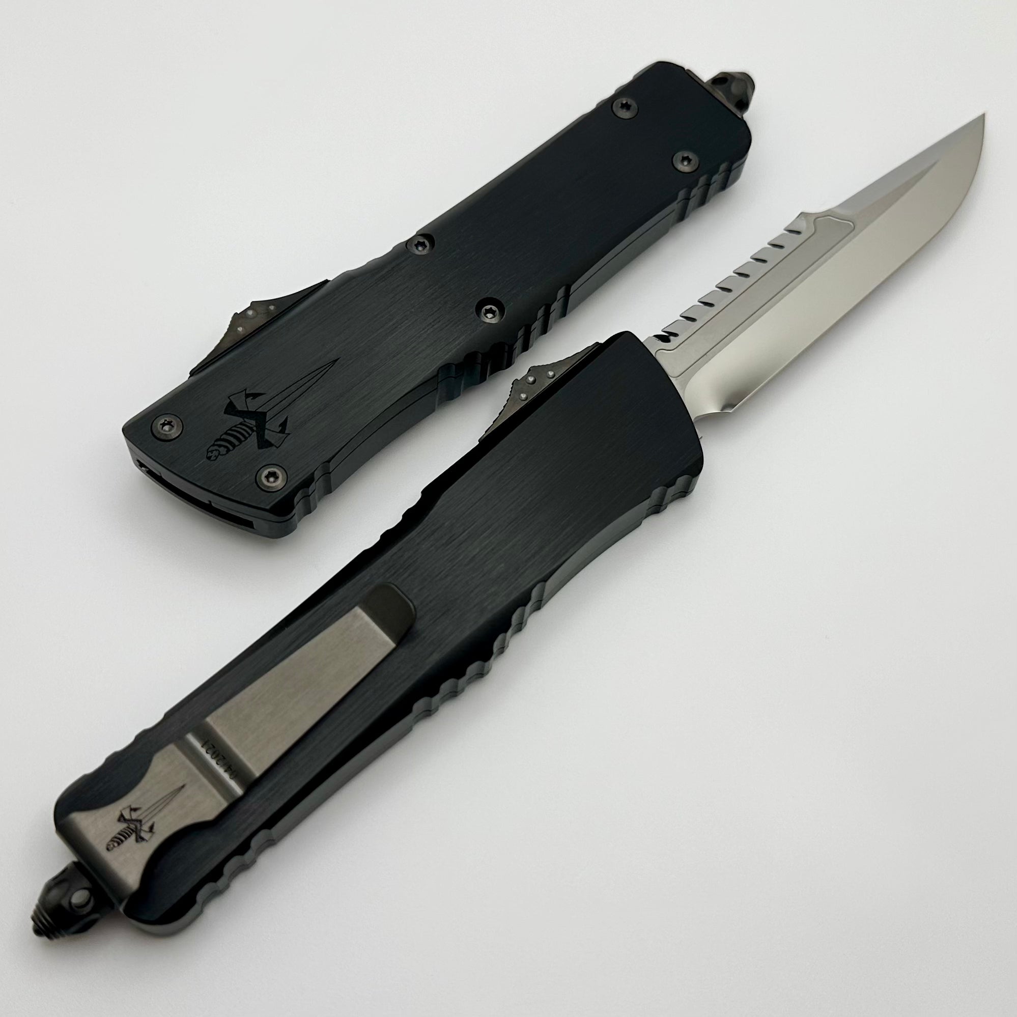 Marfione Custom Knives Combat Troodon Interceptor Mirror Polish w/ Hefted Black Handle & DLC Titanium Hardware