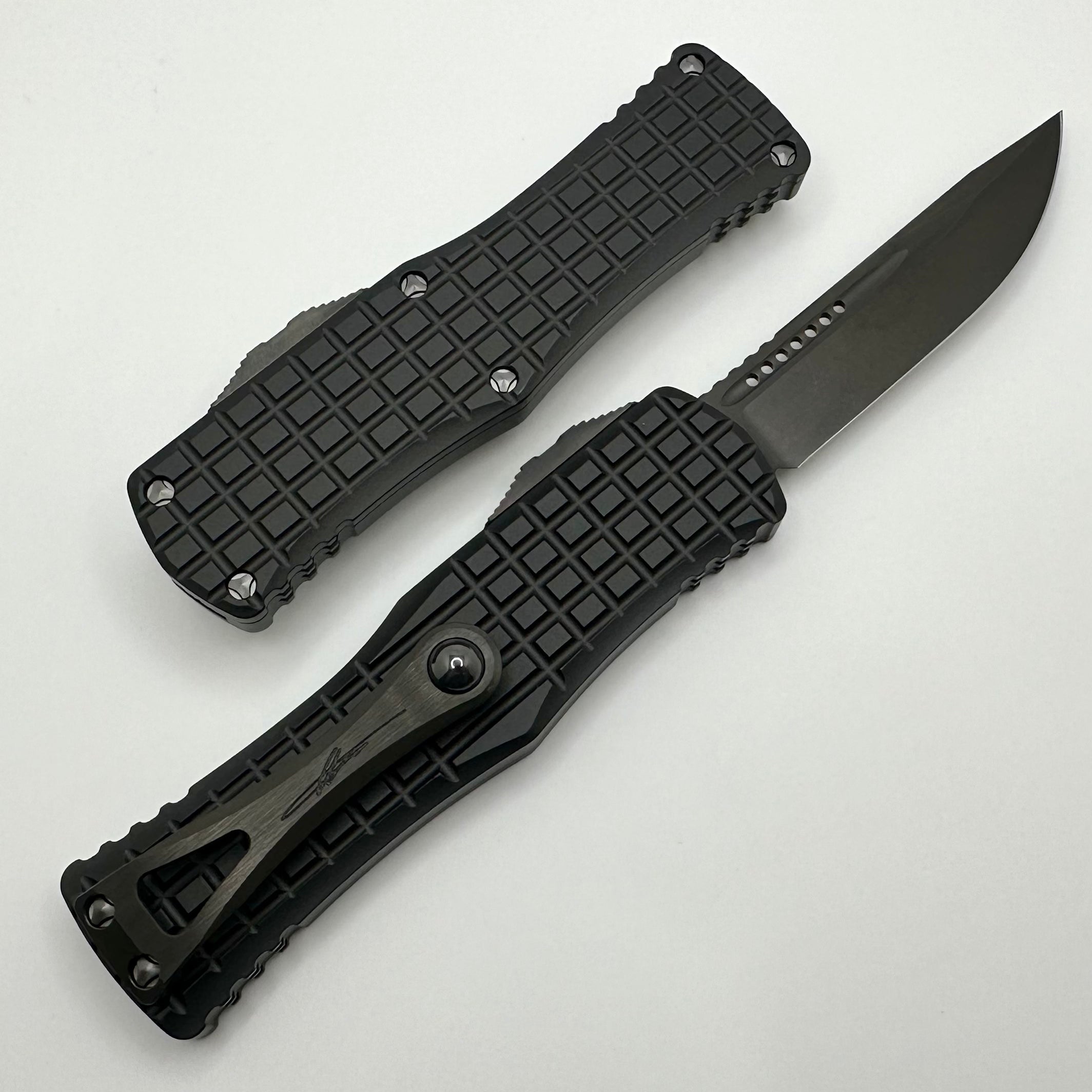 Microtech Hera Frag Pattern Shadow DLC Single Edge Signature Series 703-1DLCTFRSH