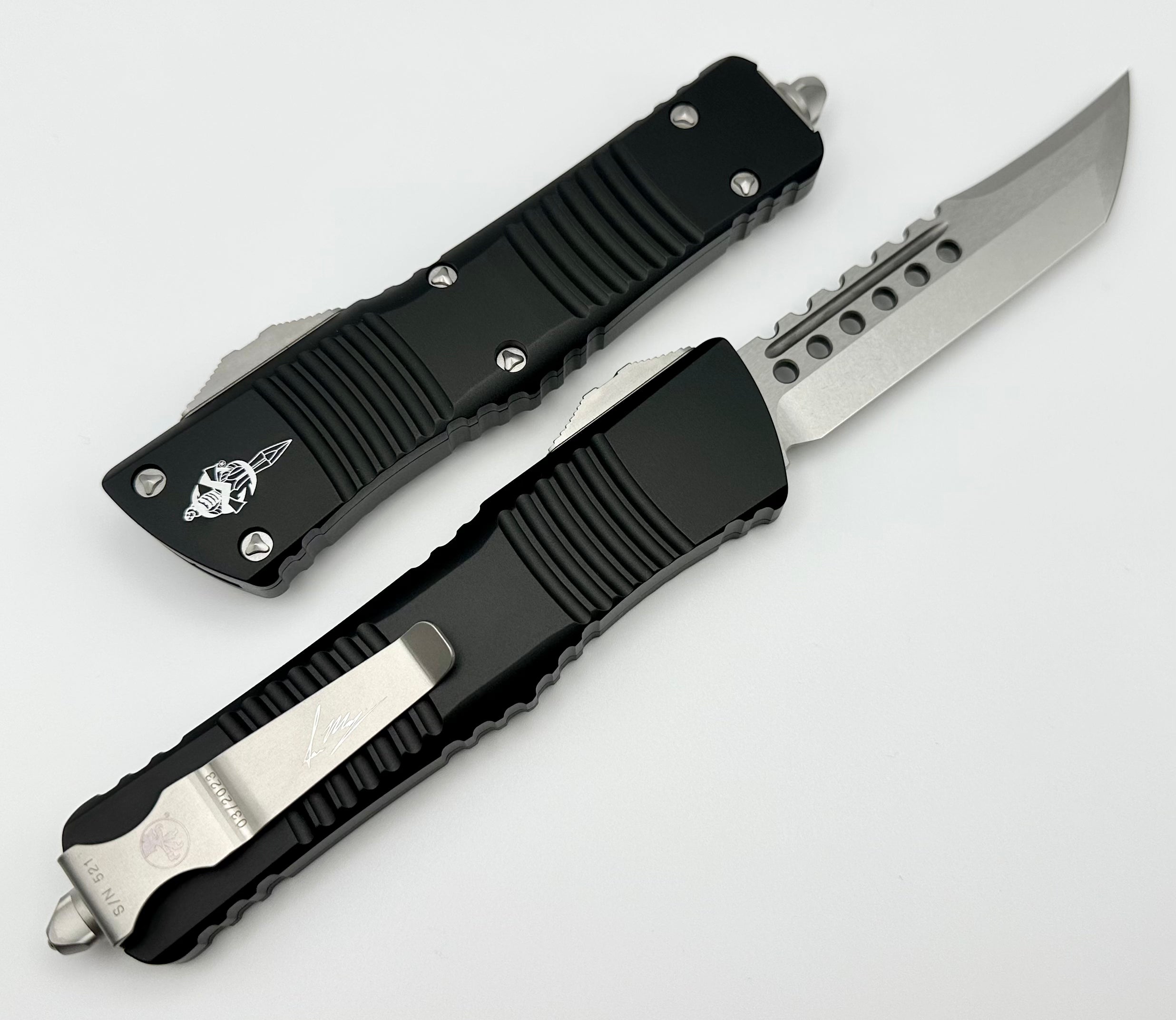 Microtech Combat Troodon Hellhound Stonewash Standard & Black Signature Series 219-10S