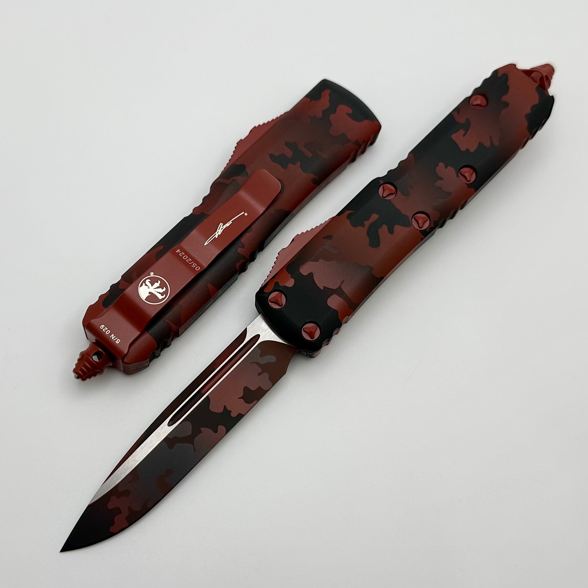 Microtech UTX-85 Single Edge Red Camo Signature Series 231-1RCS