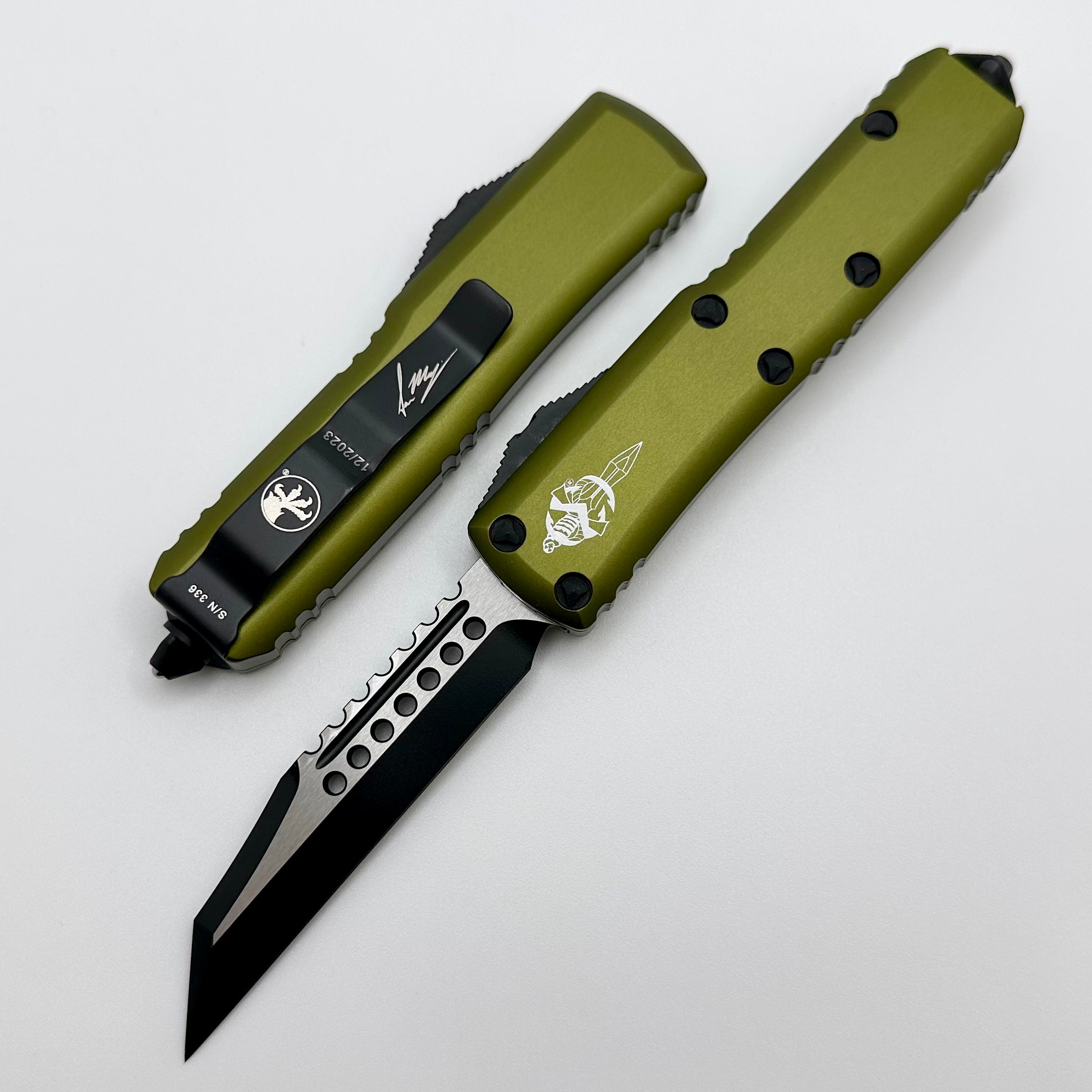 Microtech UTX-85 Warhound Black & OD Green Signature Series 719W-1ODS