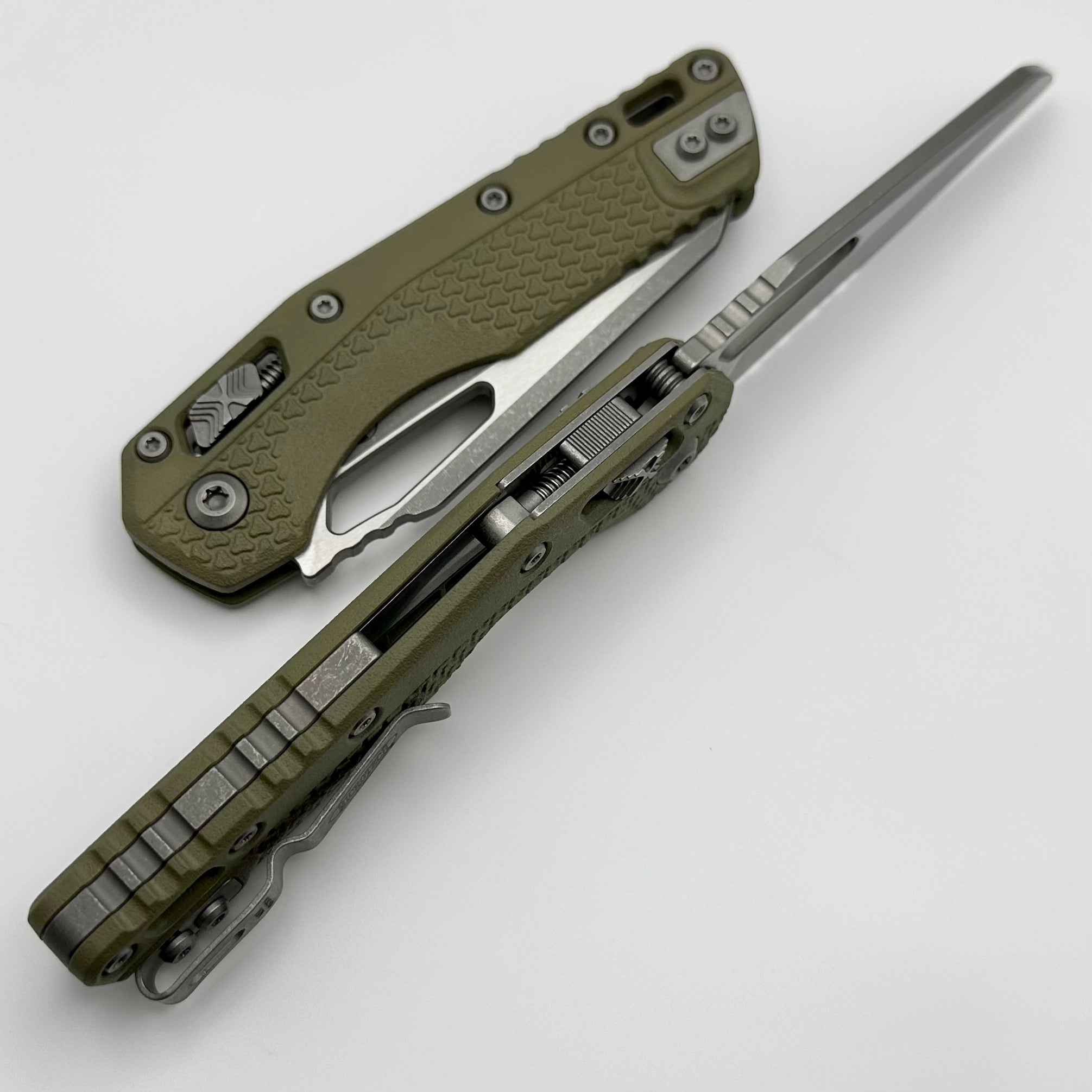 Microtech Knives MSI RAM LOK OD Green Polymer Injection Molded & Apocalyptic Partial Serrated M390MK 210T-11APPMOD