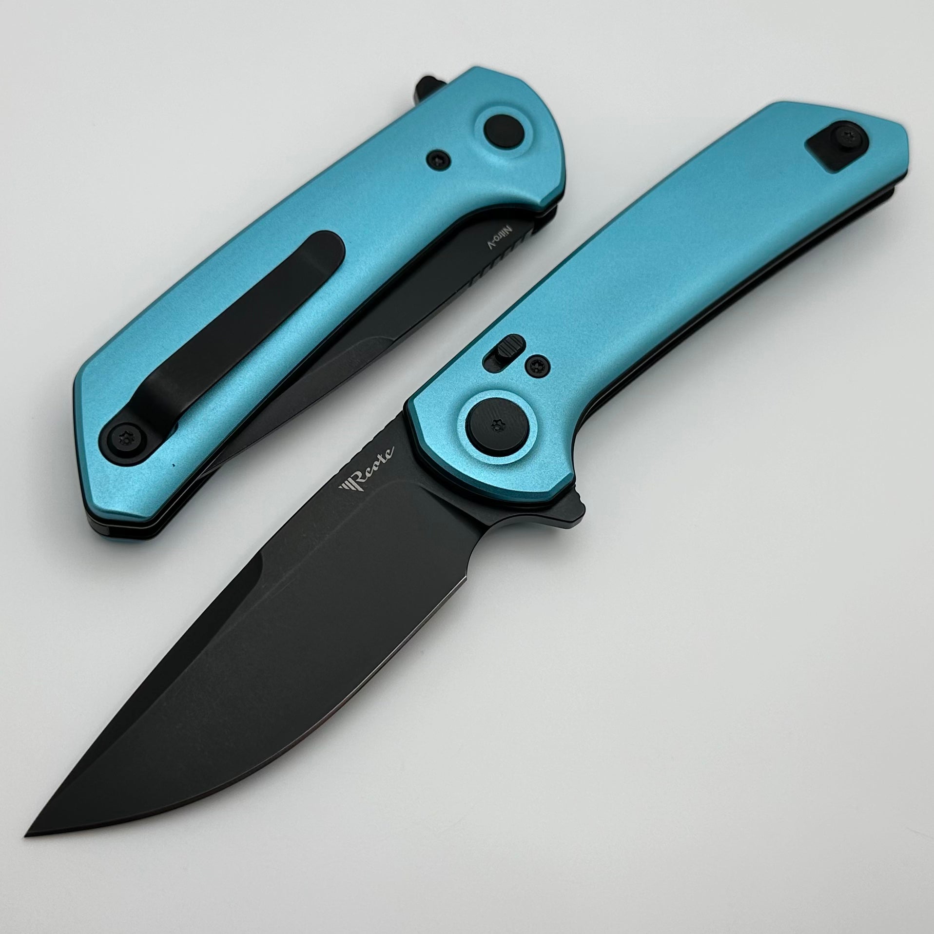 Reate Knives PL-XF Blue Aluminum Handles & PVD Nitro-V