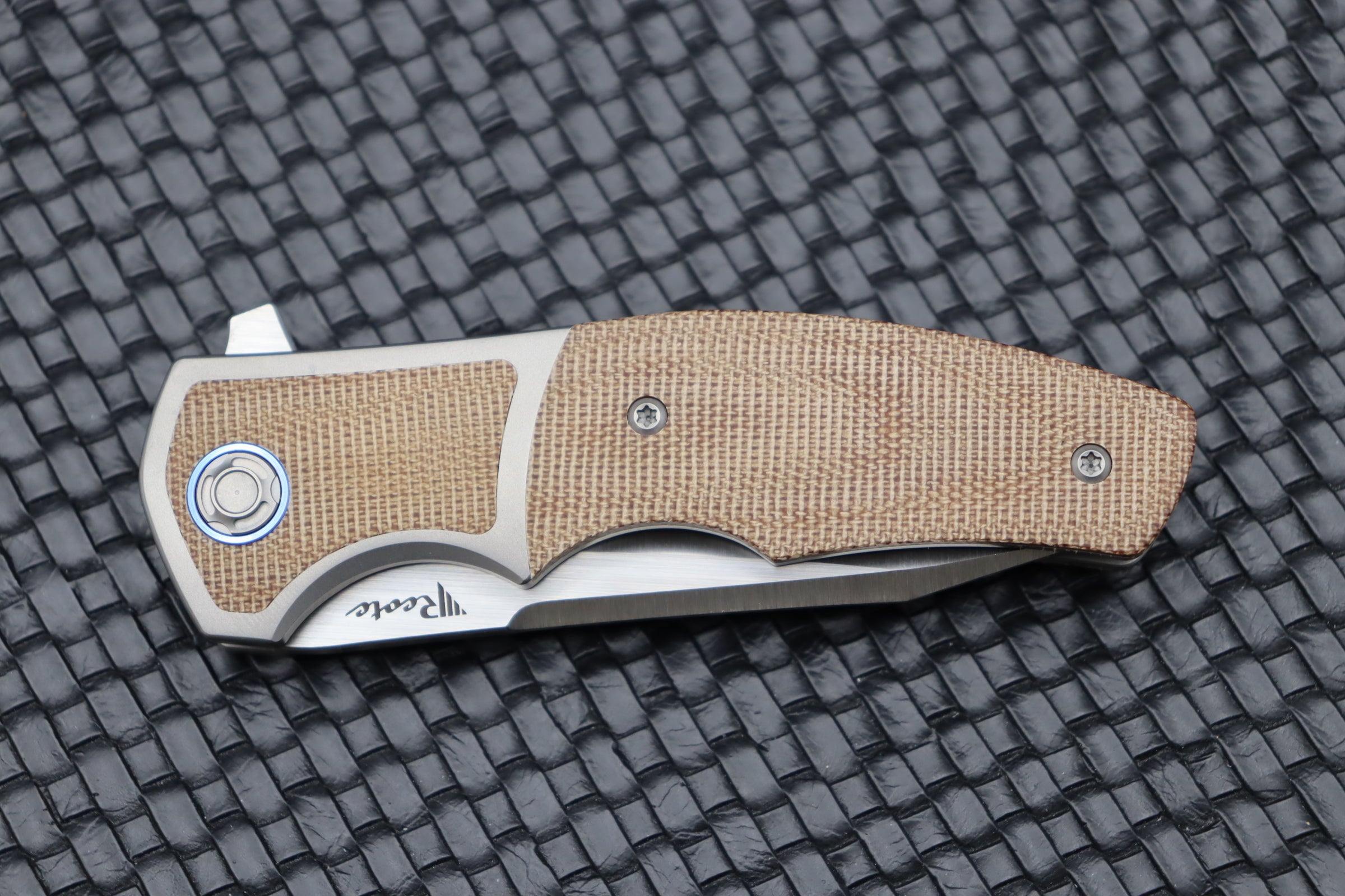 Reate Knives Mini Crossroads w/ Brown Micarta Inlays & M390