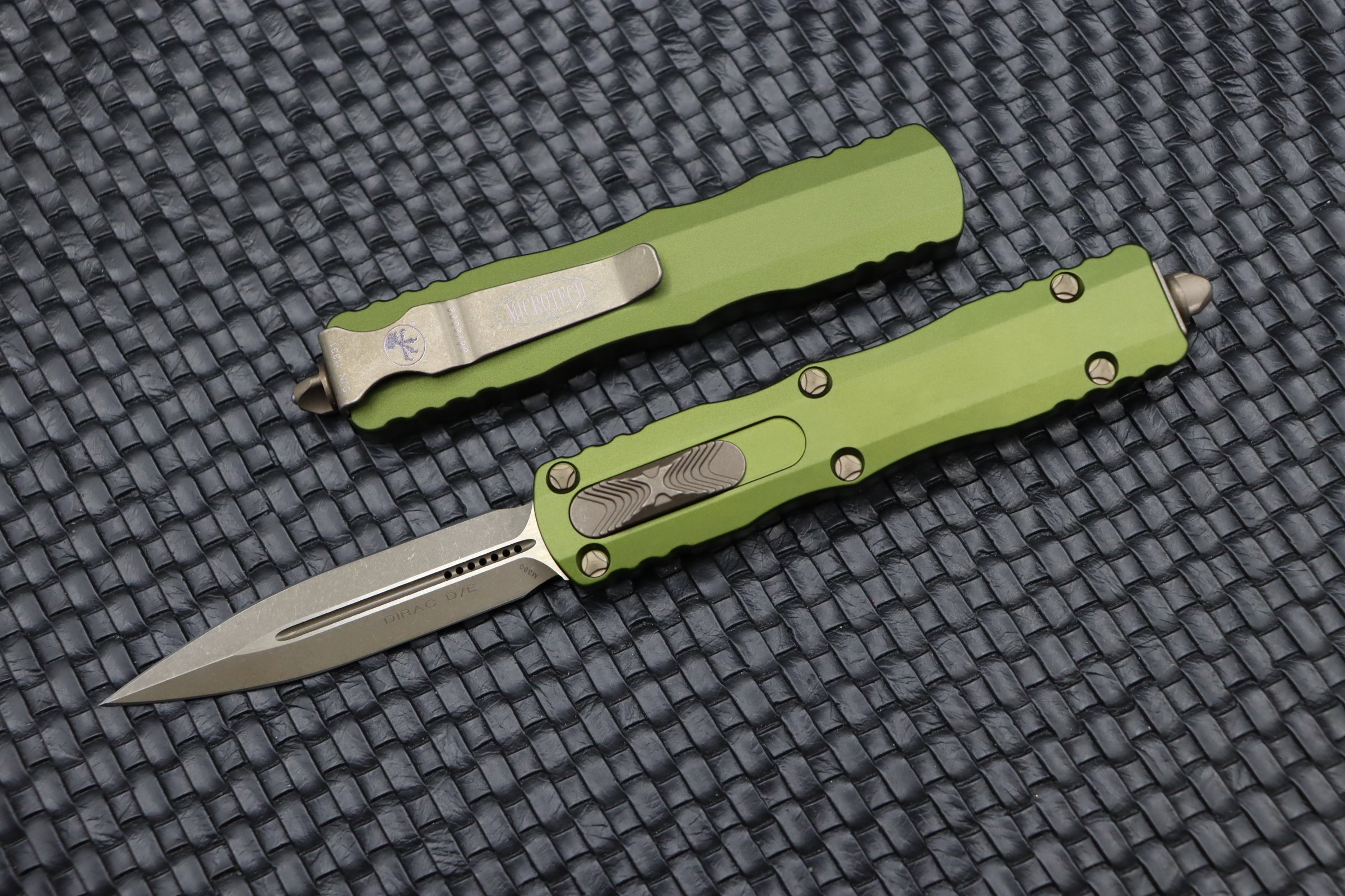 Microtech Dirac Double Edge Apocalyptic & OD Green 225-13APOD