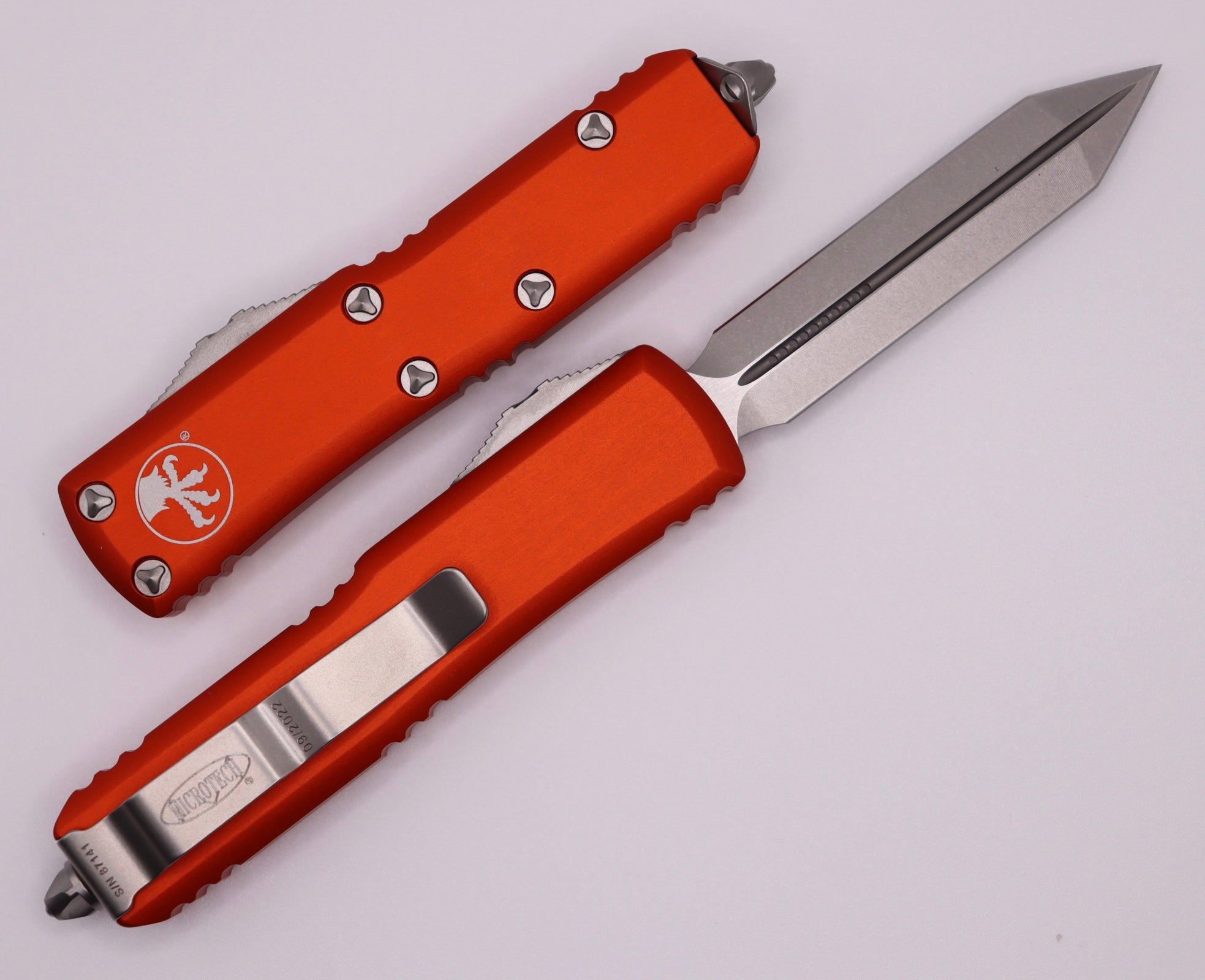 Microtech UTX-85 Spartan Stonewash Standard & Orange 230-10OR