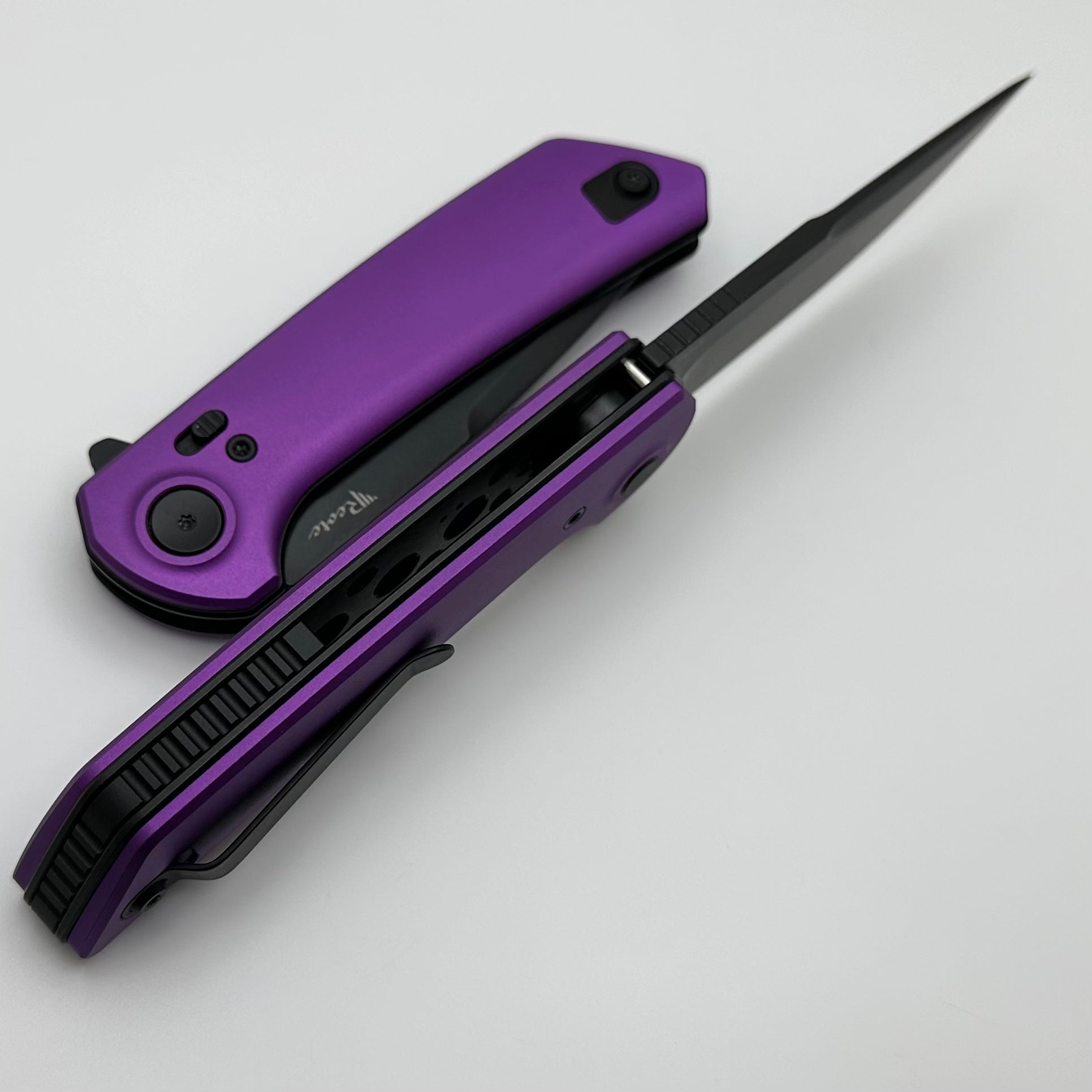 Reate Knives PL-XF Purple Aluminum Handles & PVD Nitro-V