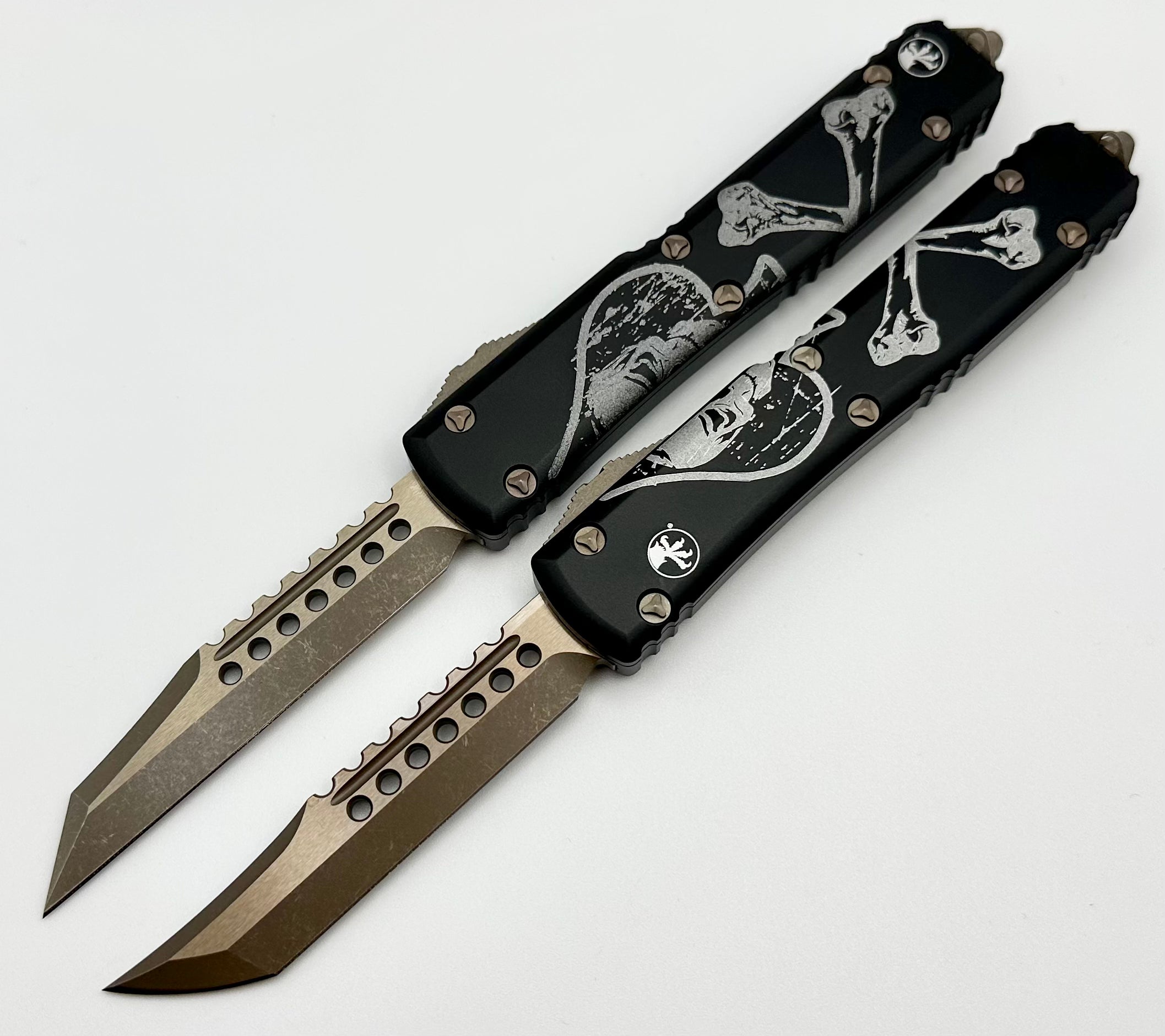 Microtech Ultratech Death Card Hellhound & Warhound Set Signature Series Bronze Apocalyptic Standard 119-13SETDCS