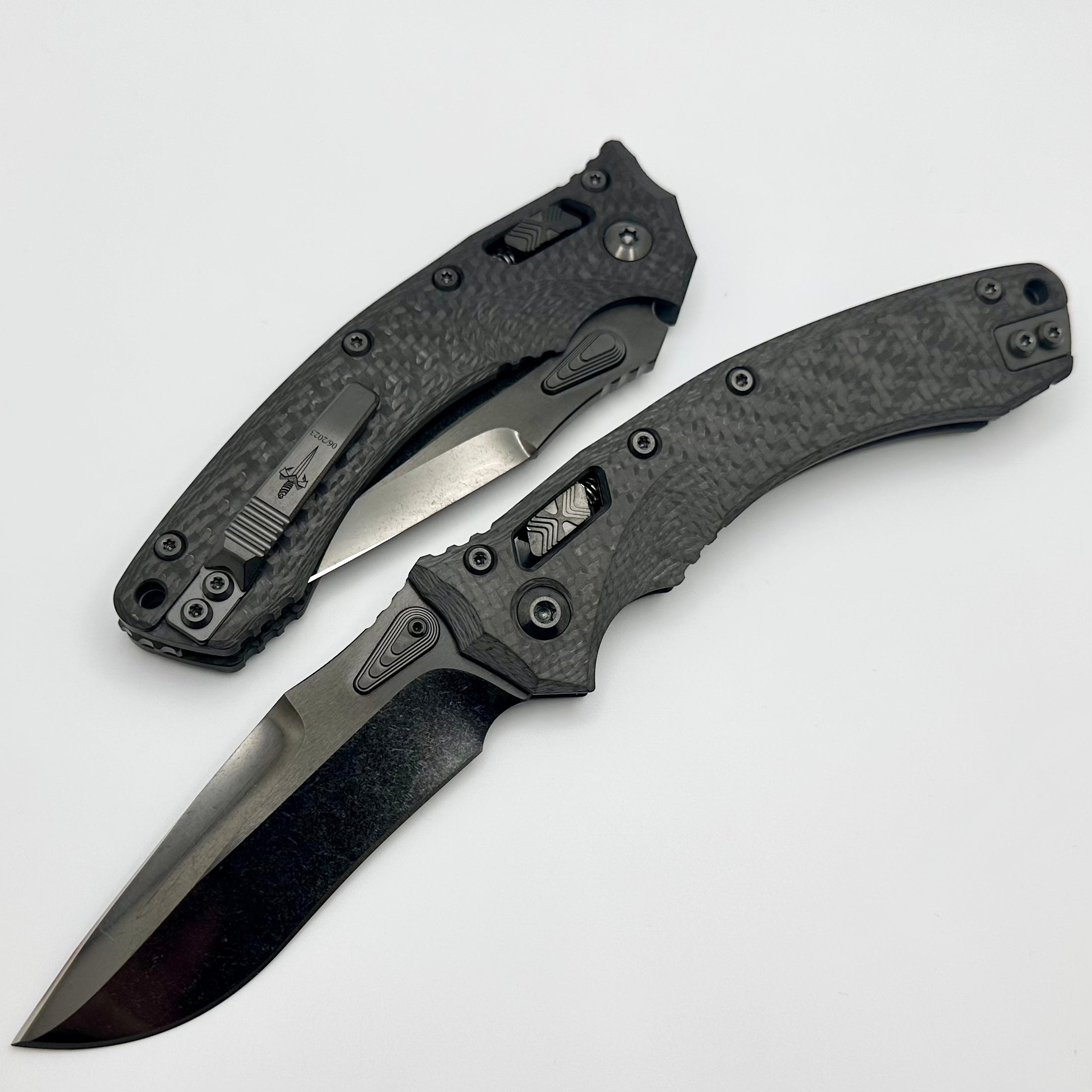 Marfione Custom Knives Amphibian RAM-LOK DLC Two Tone Stonewash M390 & Carbon Fiber Handles w/ DLC Two Tone Accents