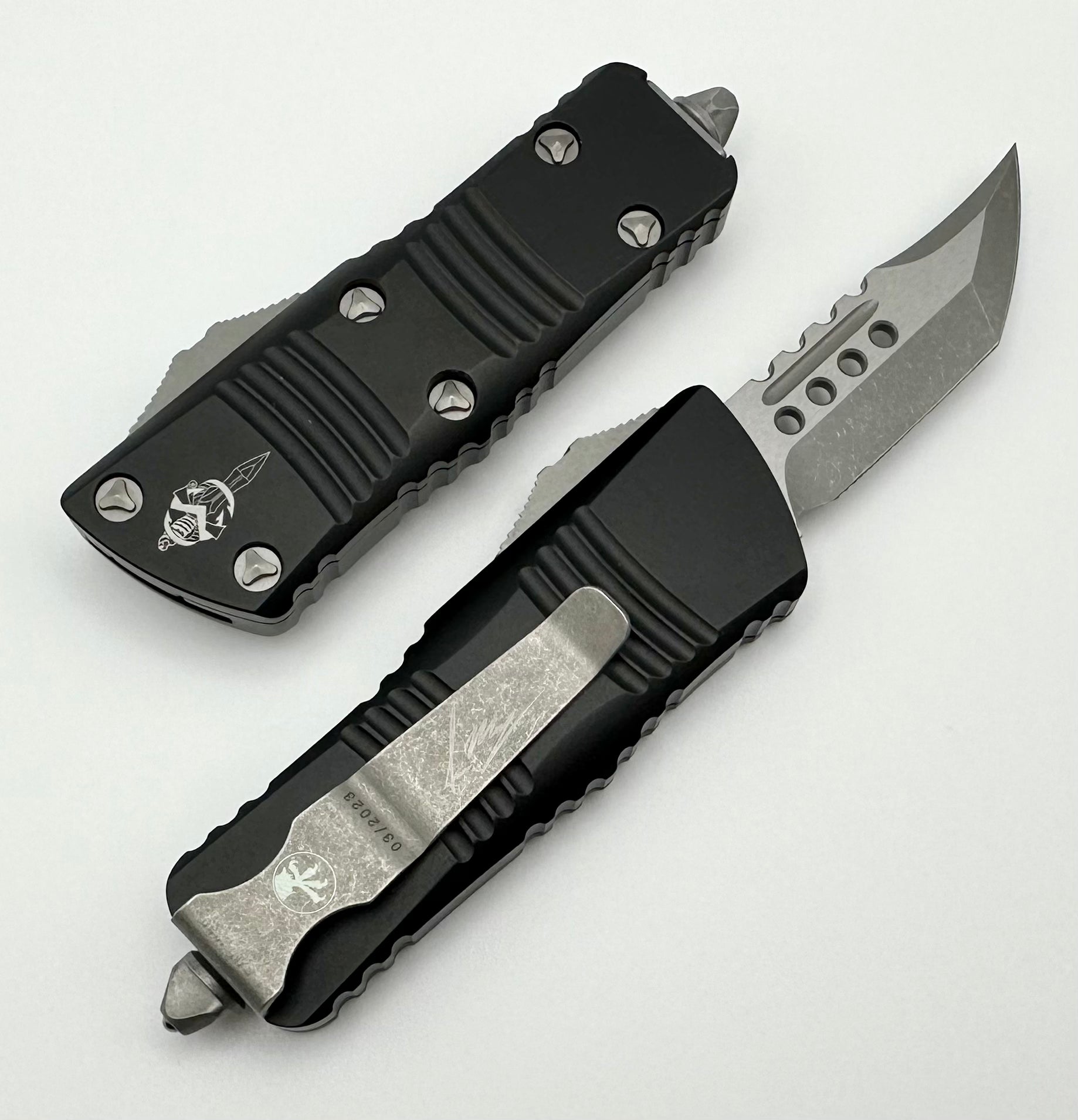 Microtech Mini Troodon Hellhound Apocalyptic & Black Handle 819-10APS