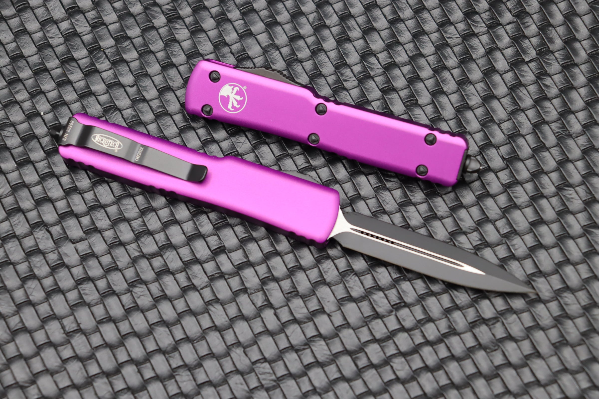 Microtech UTX-70 Double Edge Black Standard & Violet 147-1VI