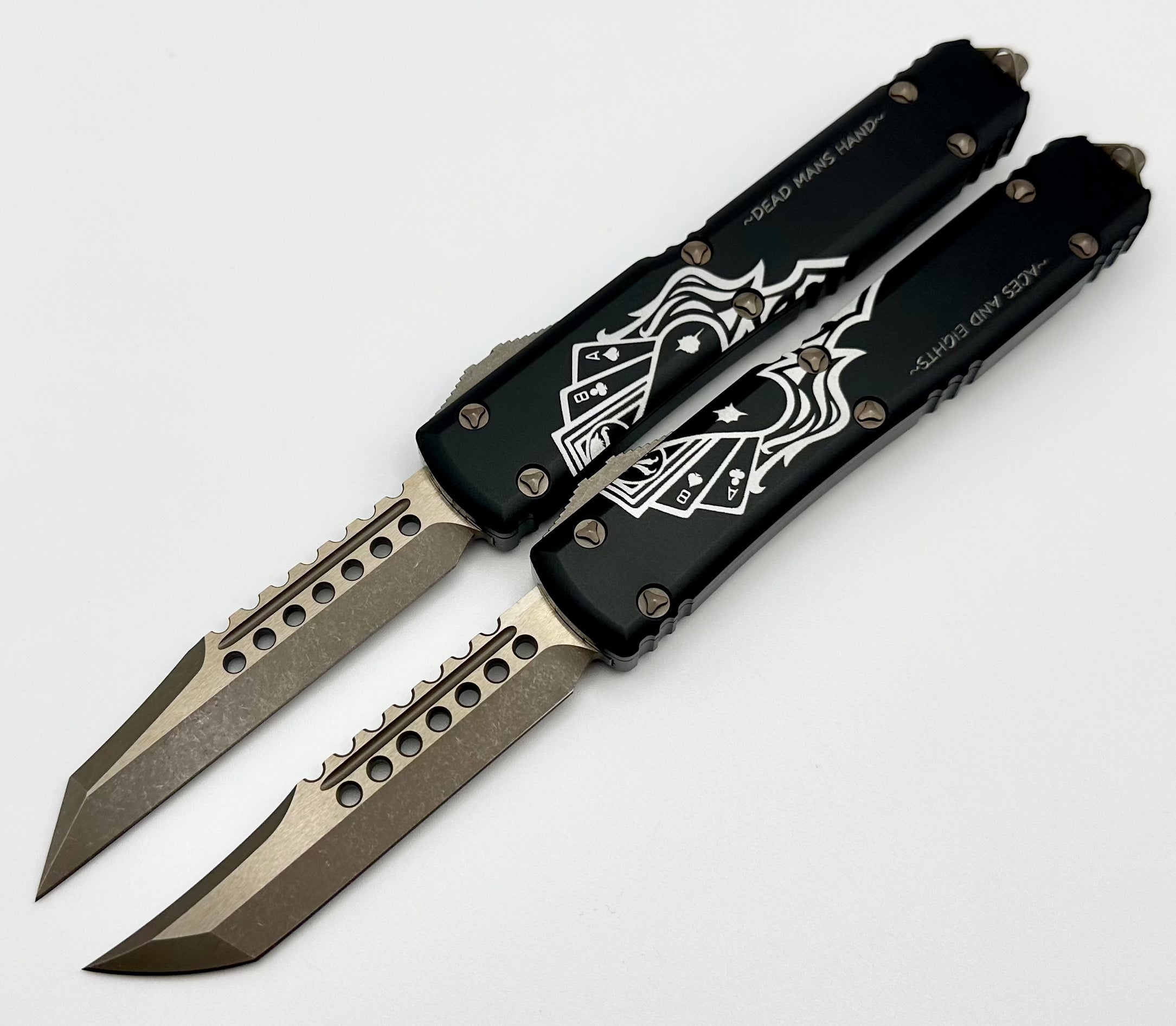 Microtech Ultratech Dead Man’s Hand Hellhound & Warhound Set Signature Series Bronze Apocalyptic Standard 119-13SETDMS