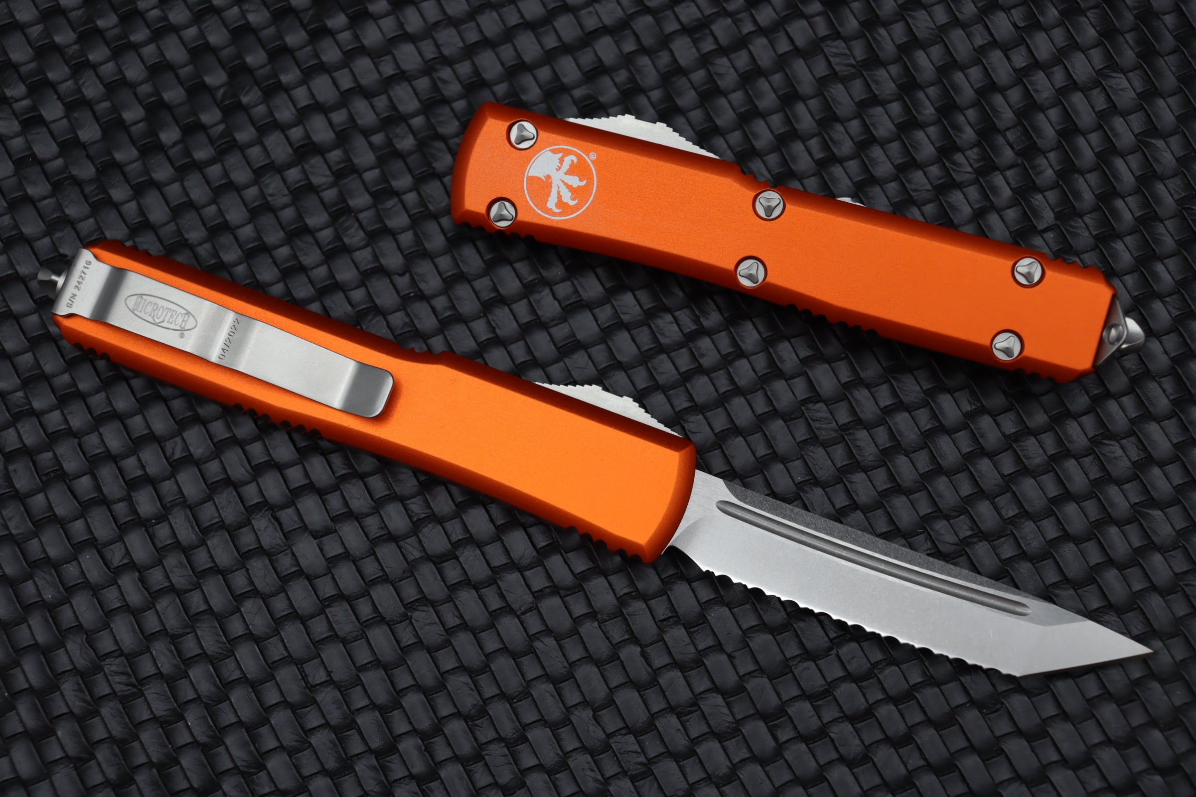 Microtech Ultratech Orange w/ Tanto Stonewash Full Serrated 123-12OR