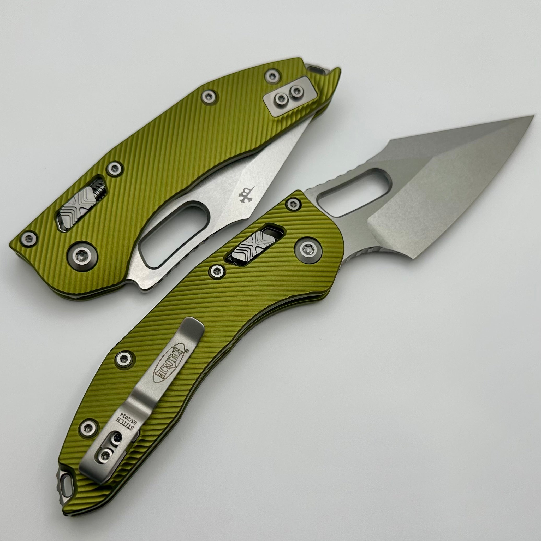 Microtech Knives Manual Stitch RAM LOK Fluted OD Green Aluminum Stonewash Standard & M390MK 169RL-10FLOD