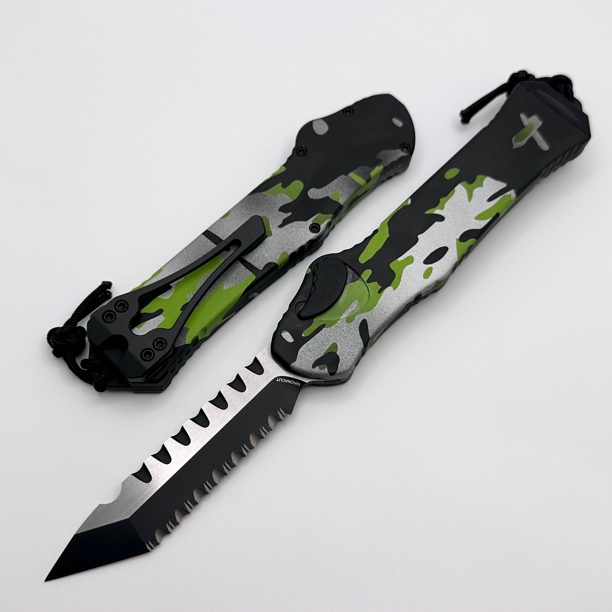 Heretic Hydra V3 Heretic Camo Aluminum Handle & Two Tone Cerakote Tanto Full Serrated MagnaCut H006-10C-HCAMO