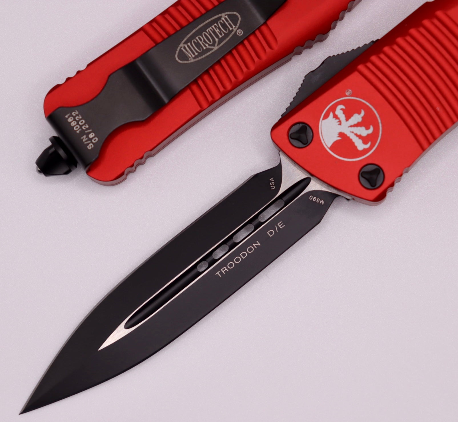 Microtech Troodon Black Double Edge Standard & Red 138-1RD