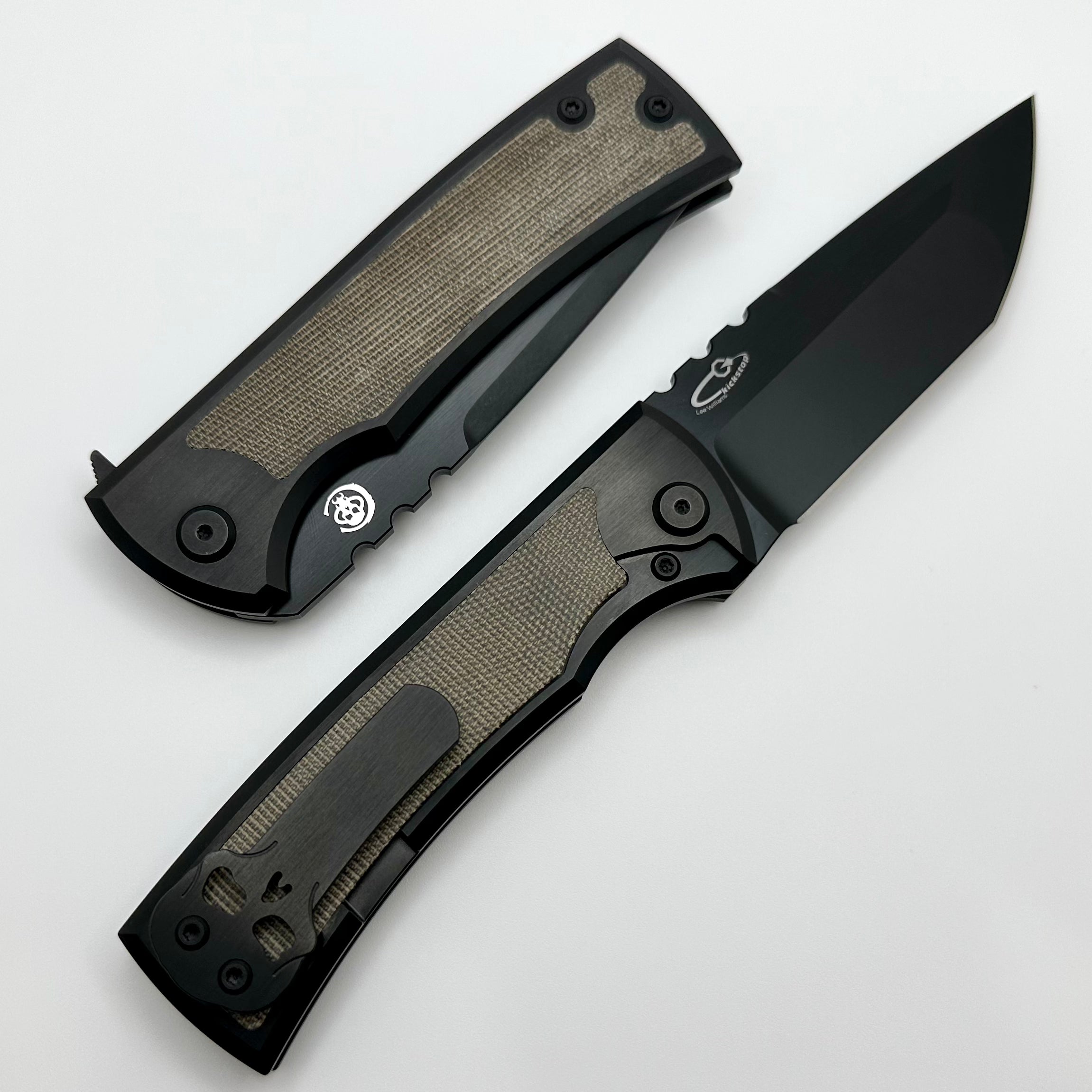 Chaves Knives Redencion 229 Kickstop PVD & Green Micarta Inlays w/ M390 PVD Two Tone Tanto