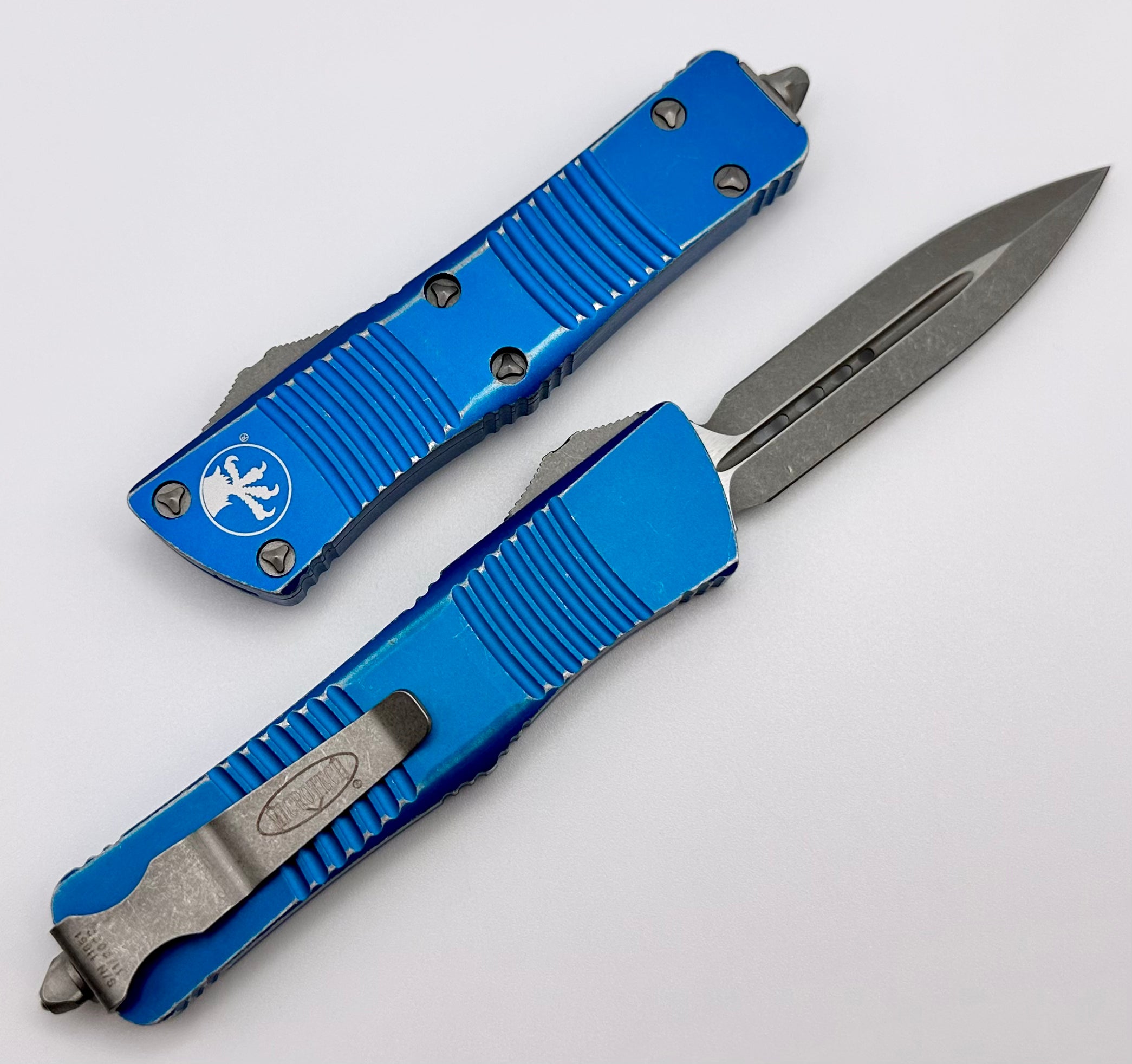 Microtech Troodon Double Edge Standard & Distressed Blue 138-10DBL